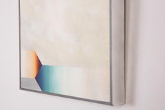 STREAM - pittura astratta geometrica a tecnica mista con tonalità blu e gialle