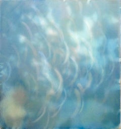 AUGUST 21 - Contemporary Abstract Mixed Media Painting, blue water with light