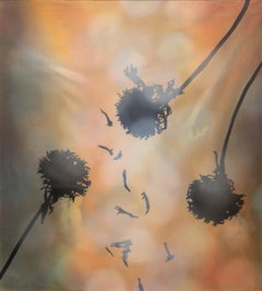 CHROMASEEDS - Pintura en técnica mixta enmarcada de 3 Gaillardia con flores cayendo