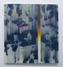 Crash - Peinture abstraite contemporaine en techniques mixtes, huile, maille, papier