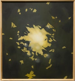 Crowded - Black and Yellow Kudzu Silhouette Painting, Layered paint on tyvek