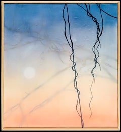 DORMANT- Blue, Orange, Black and White Painting of Kudzu Vine, Atmospheric