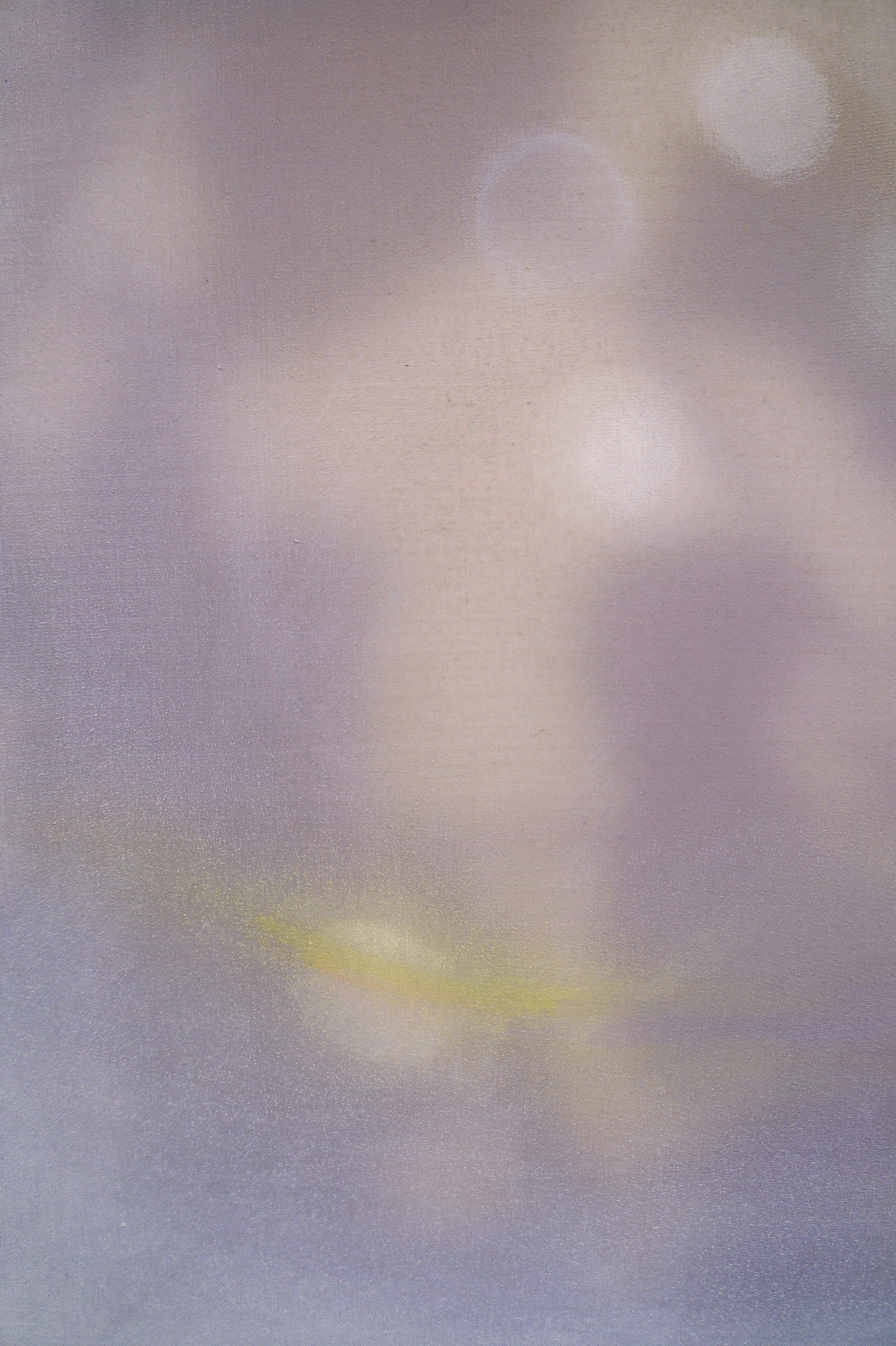 ECHO II - Grau, Lila, Gelb Zeitgenössisches abstraktes Gemälde in Mischtechnik (Abstrakt), Painting, von Heather Hartman