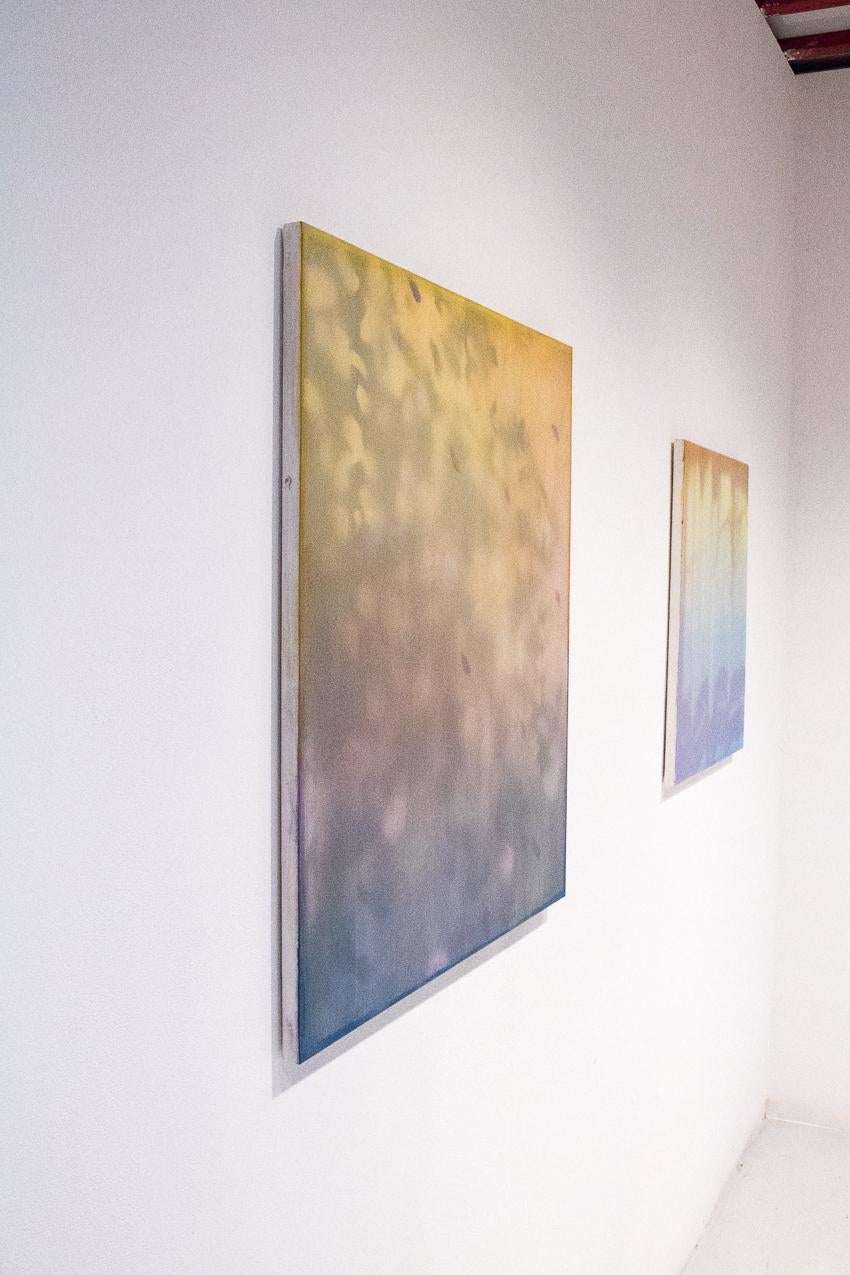 FLOAT III - pittura contemporanea a tecnica mista, astrazione di luce e ombra in vendita 4