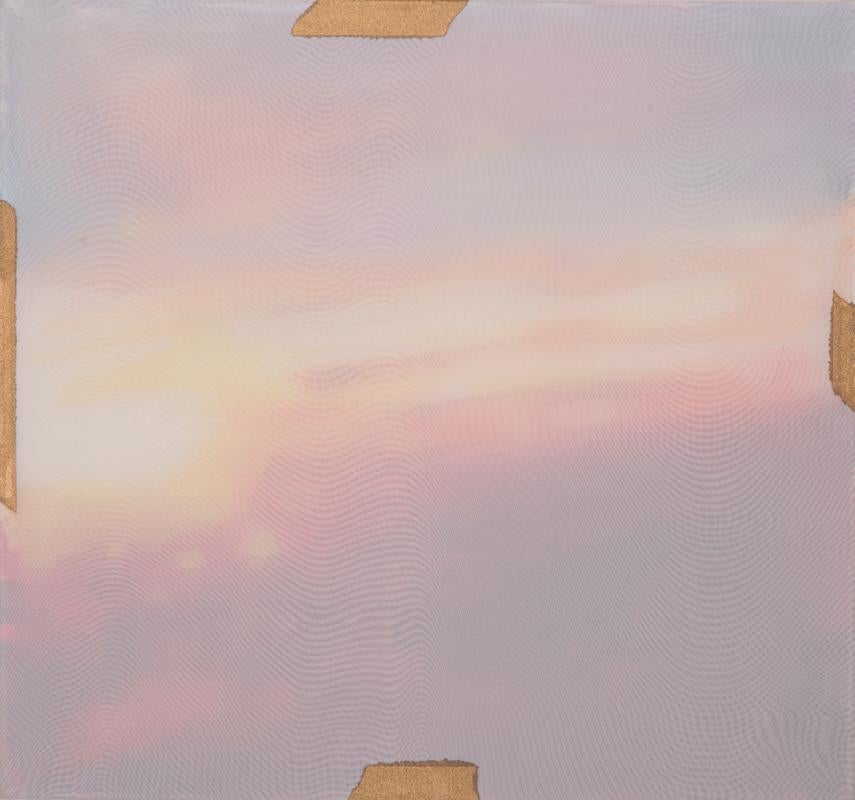 This painting is part of a series that explores the light and landscape in Tennessee. Hartman creates an image on paper then stretches a silkscreen on top of the image to create the diffused final image that you see. 

Hartman's work responds to the