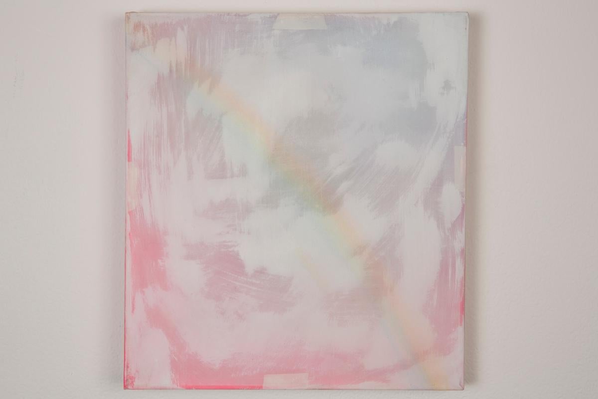 RAINBOW - Oil, acrylic, and gouache on paper and polyester mesh abstract - Painting by Heather Hartman