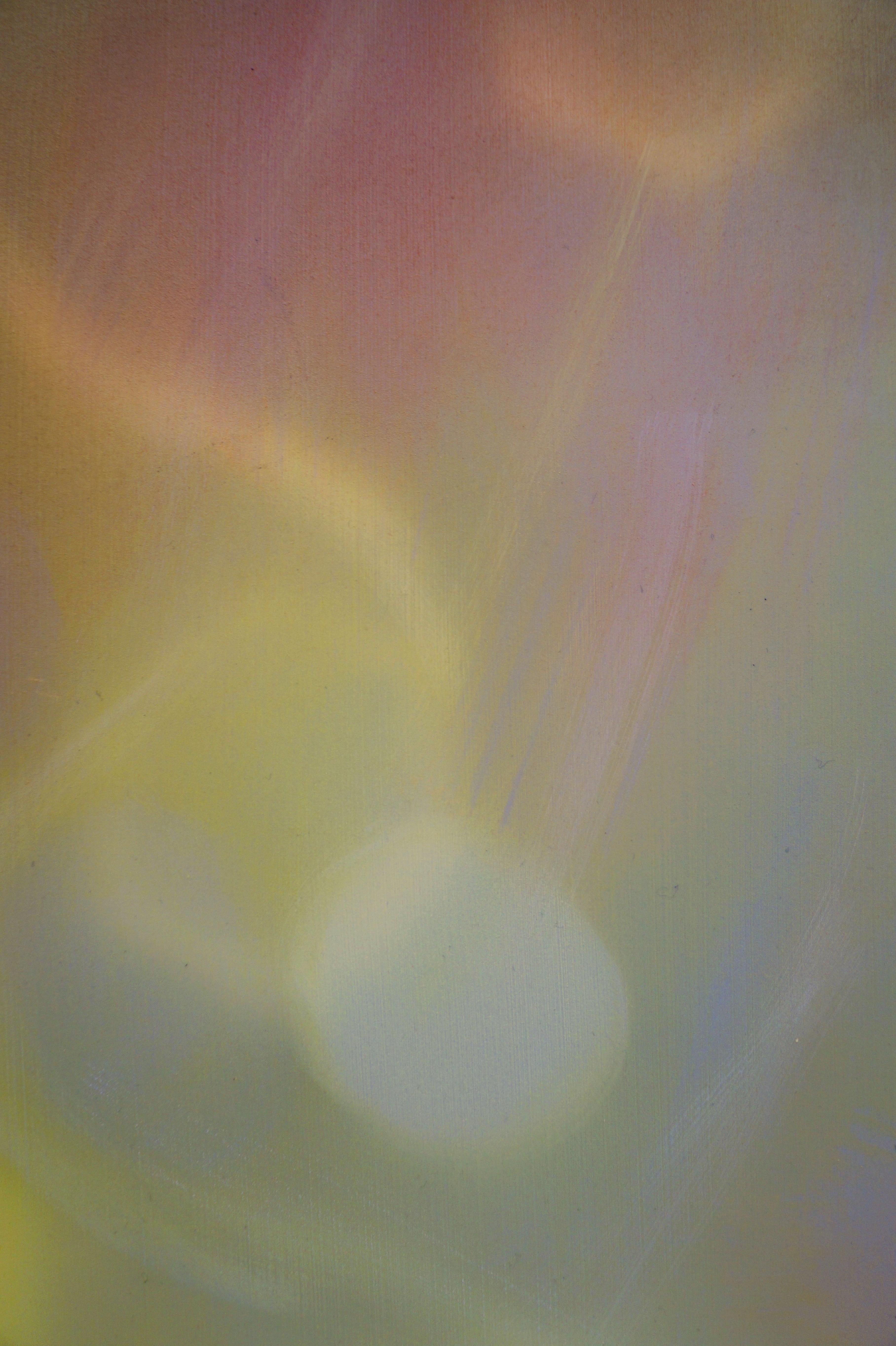 Rising Burst - Peinture abstraite contemporaine en techniques mixtes, éclat de lumière jaune - Marron Abstract Painting par Heather Hartman