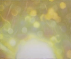 Rising Burst - Peinture abstraite contemporaine en techniques mixtes, éclat de lumière jaune