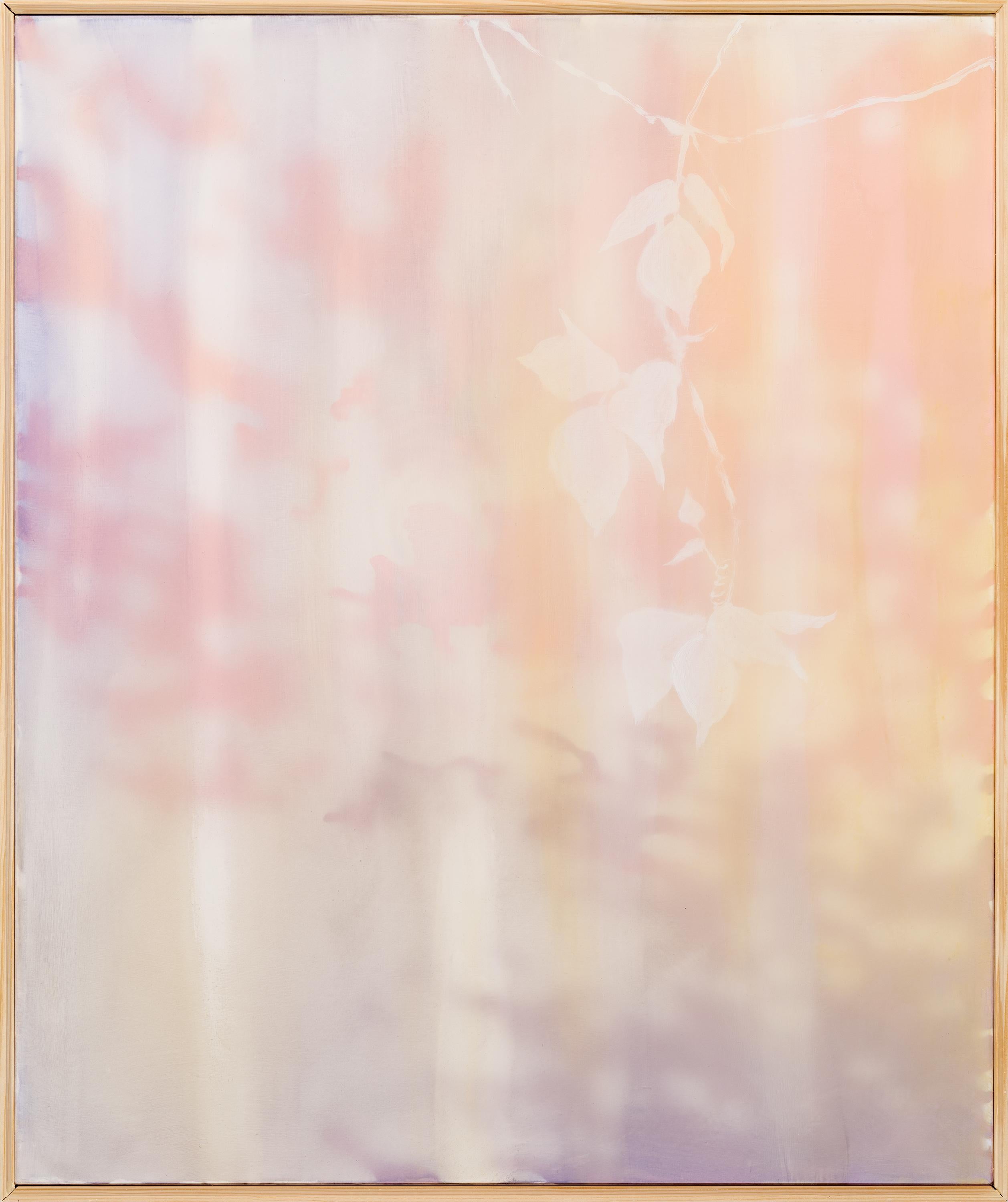 TENDRIL - Pfirsichfarbenes, lavendelfarbenes, weißes Naturgemälde von Kudzu Vine, transparentes Netz