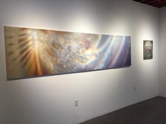 Vestige - Large Abstract Mixed Media Painting, light and shadow, blue, purple