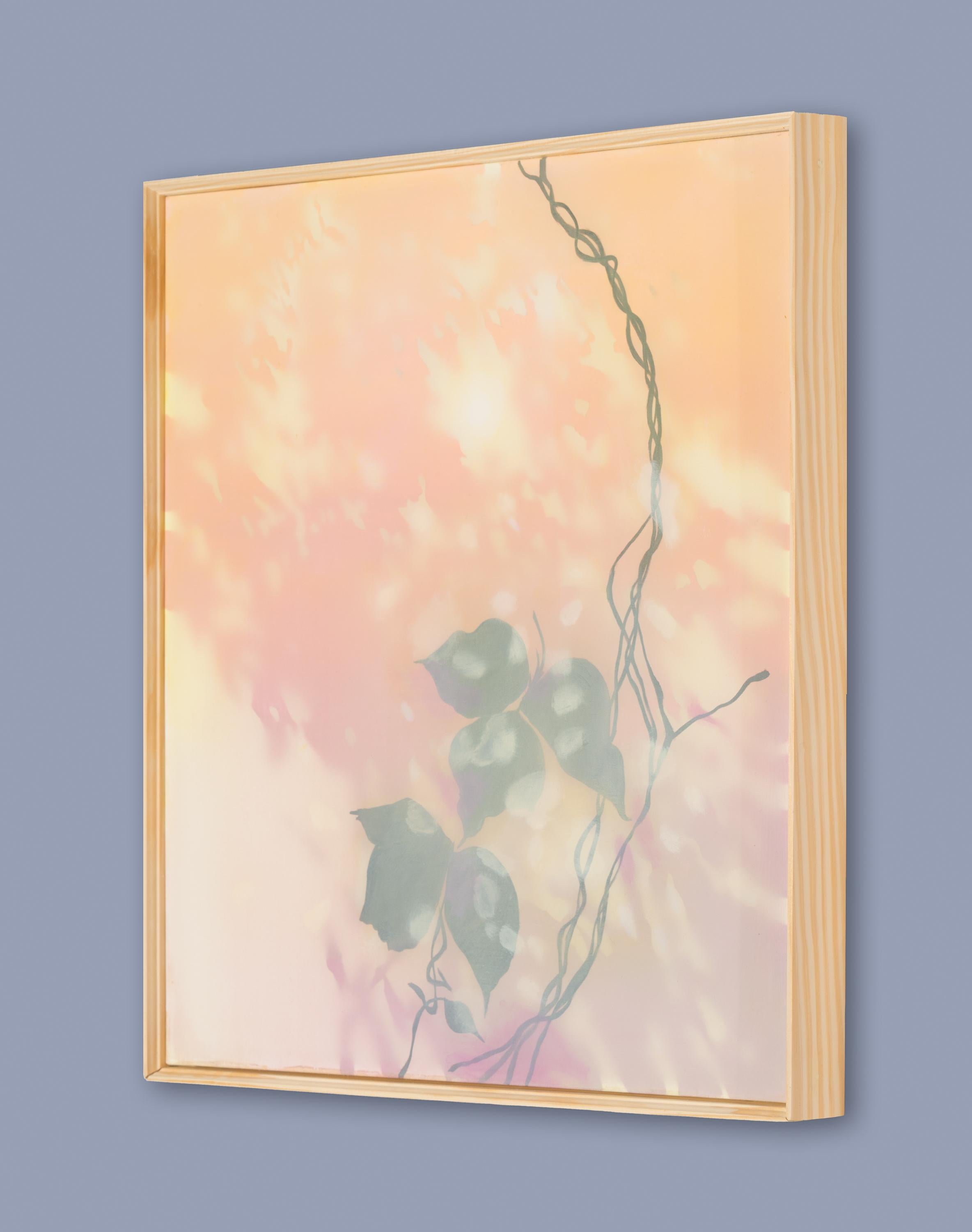 WANING - Peach, Lavender, Grey Painting of Kudzu Vine, Nature, Atmospheric For Sale 1