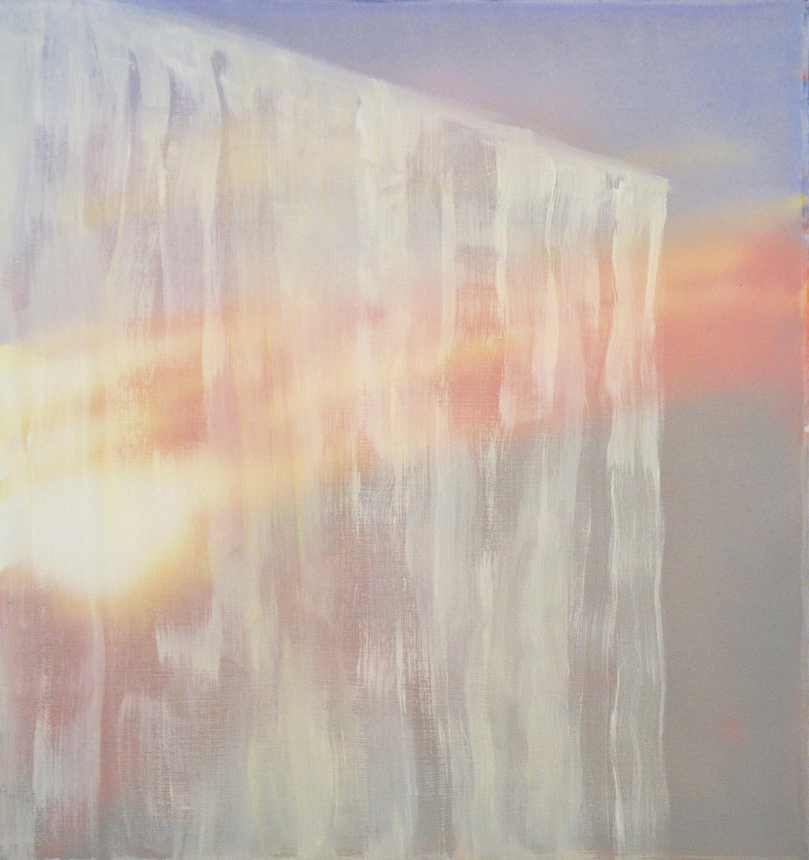 WINDOW IV - Zeitgenössische abstrakte Mixed Media-Malerei, Licht und Schatten, Eiszapfen