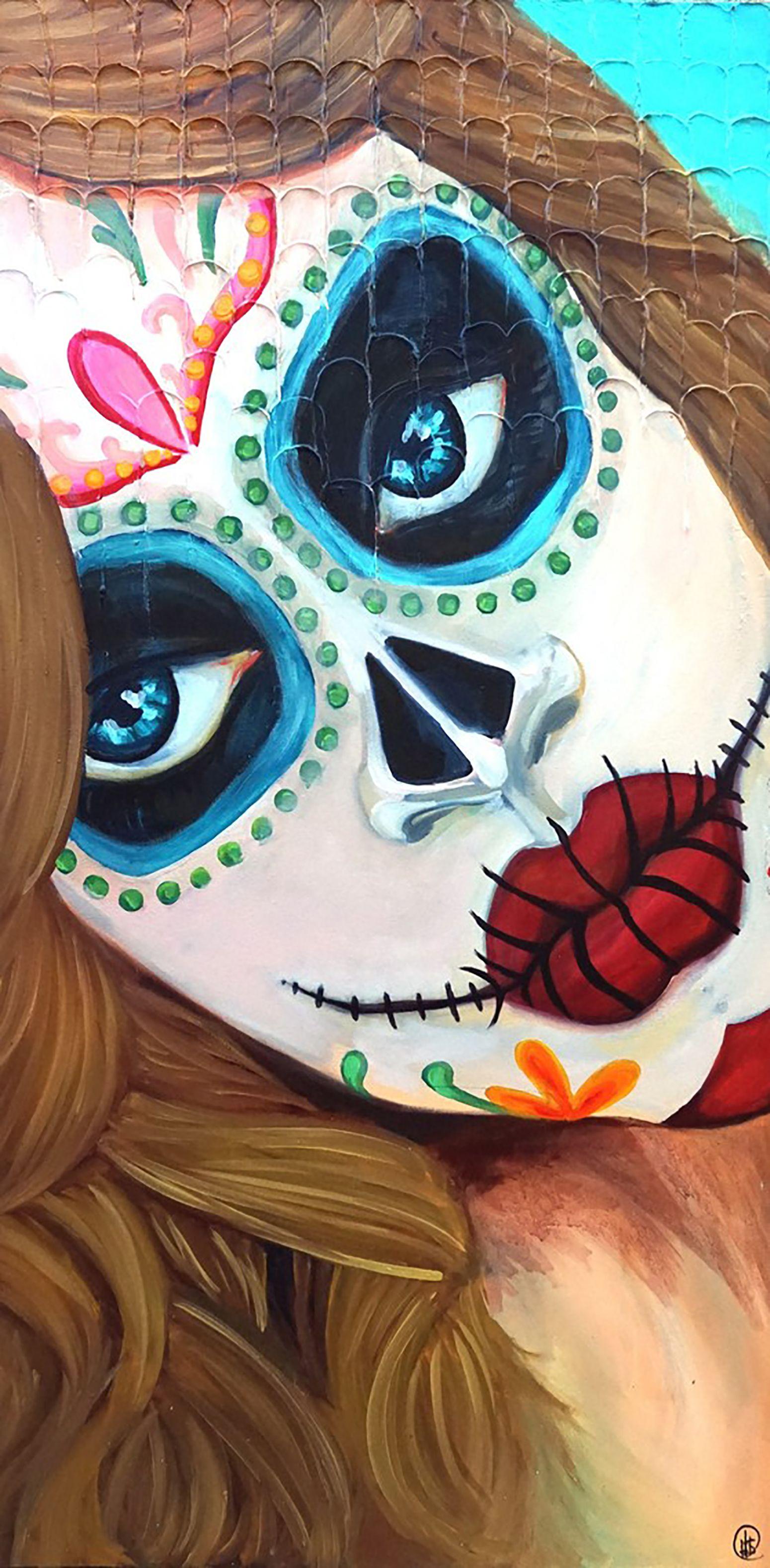 DÃa de Muertos, Pittura, Olio su tela - Painting di Heather Ireland