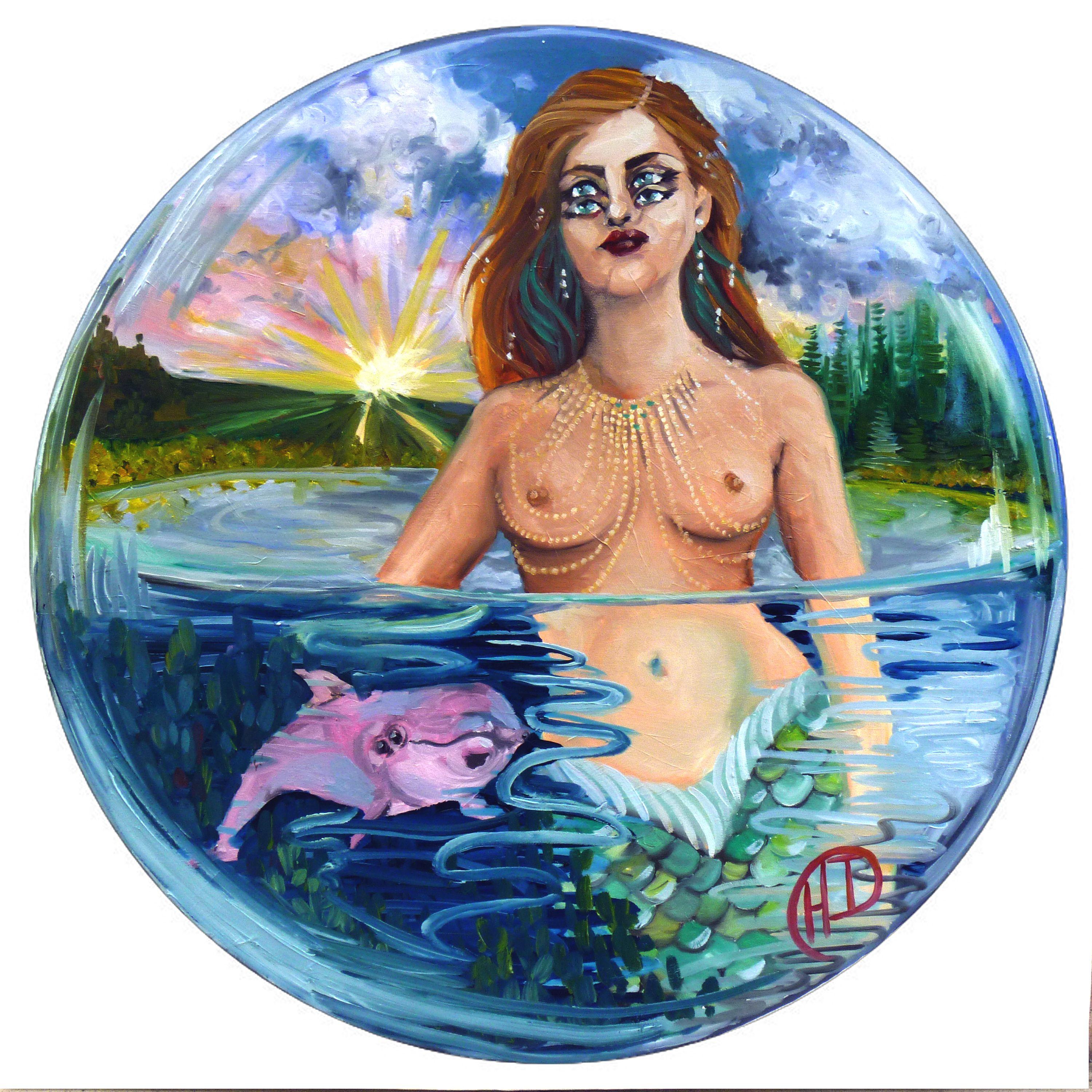 Qualcosa nell'acqua, Pittura, Olio su tela - Painting di Heather Ireland