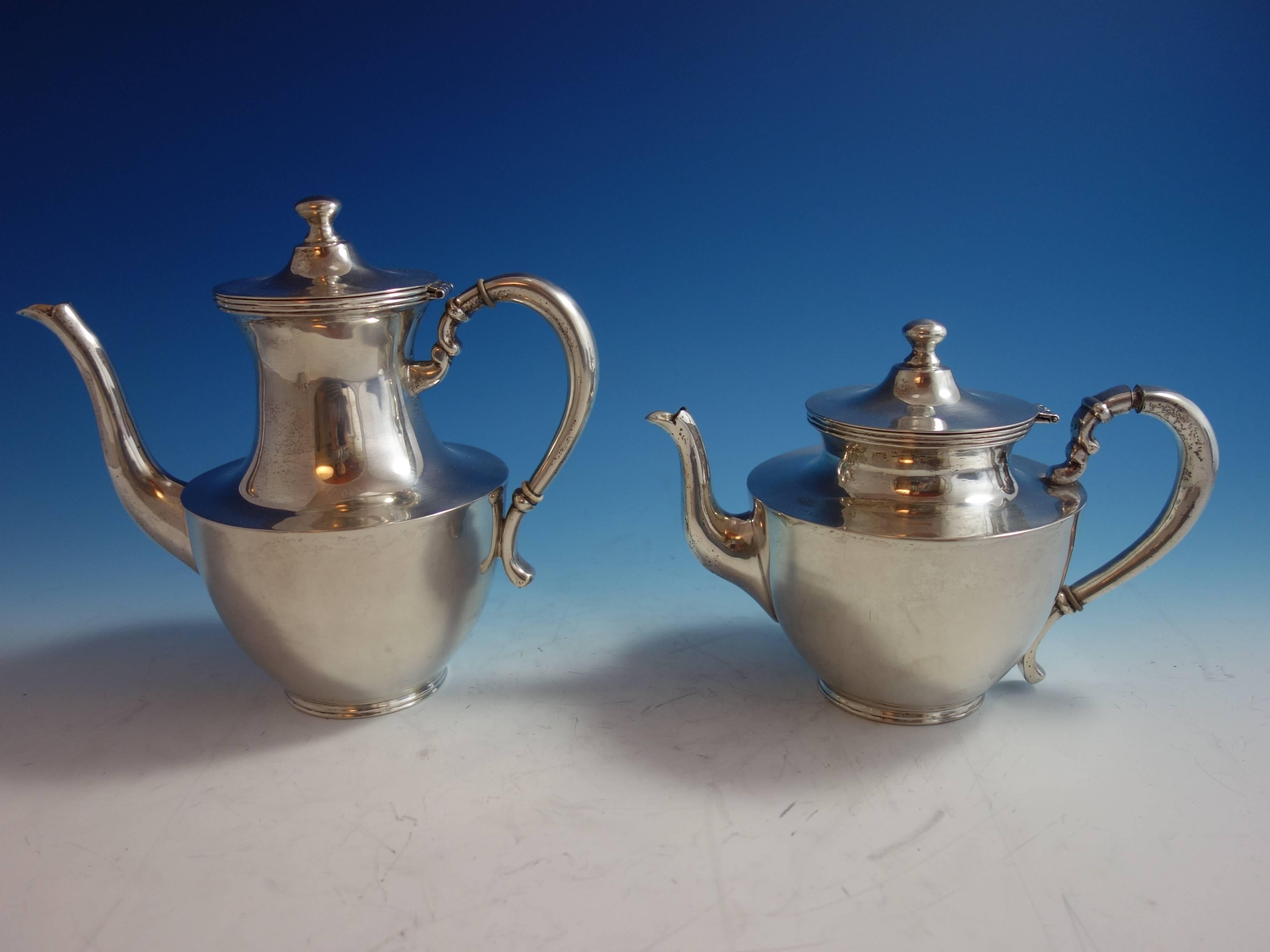 20th Century Heather Mexican Mexico Sterling Silver Tea Set 4pc with Tray #1795 Hollowware For Sale