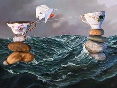 "Tight Rope" (2025) Oil Seascape Painting on Panel