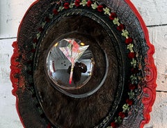 "Specimen 2", ornate frame, fur, LED light, paper, plastic bubble, trimming