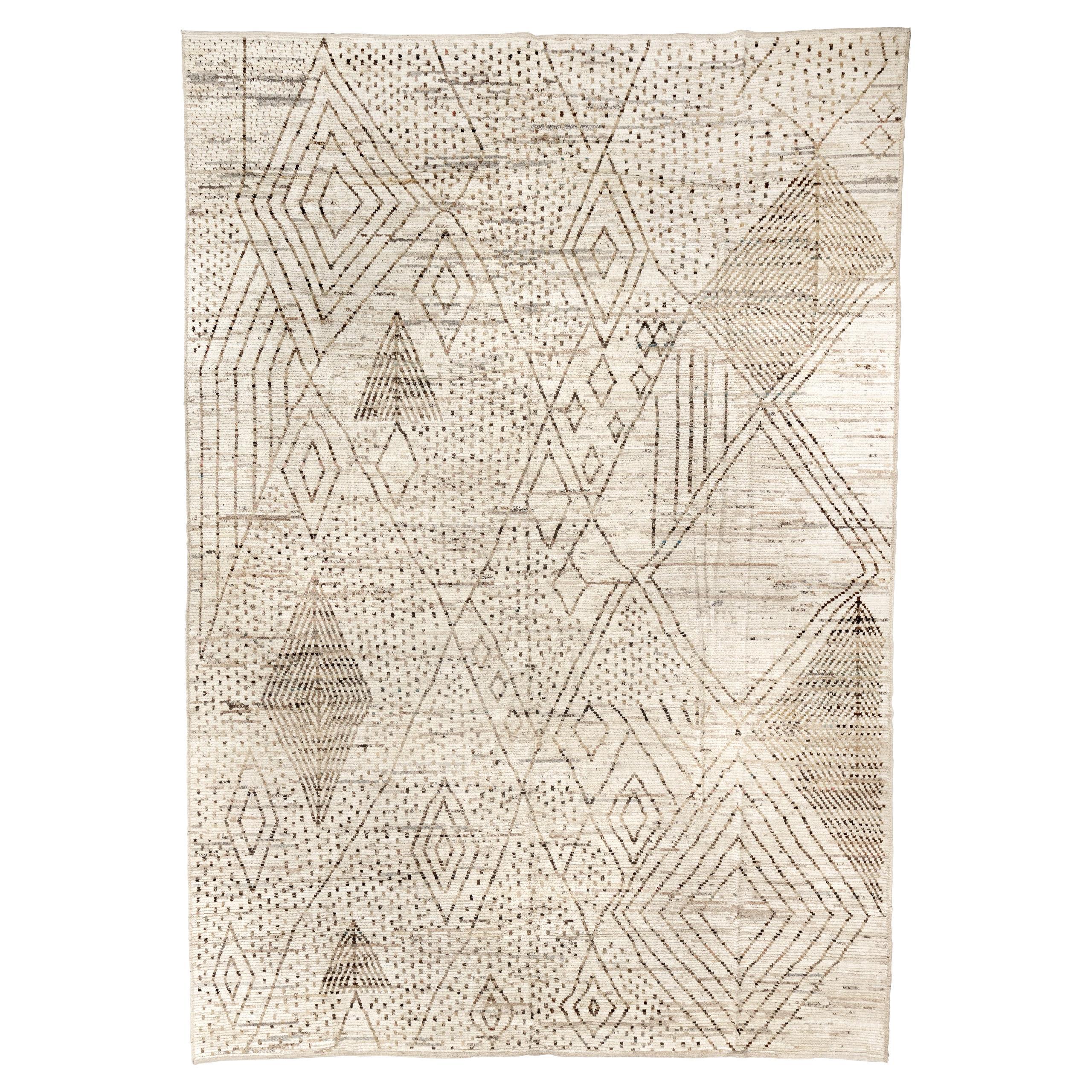 Heather Oatmeal Abstract Tulu Rug For Sale