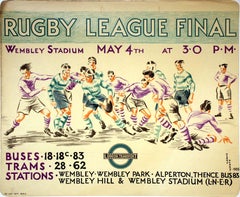 Herry Perry - Sac à main vintage original de la finale de la Ligue de sport de Londres sur le terrain de Wembley