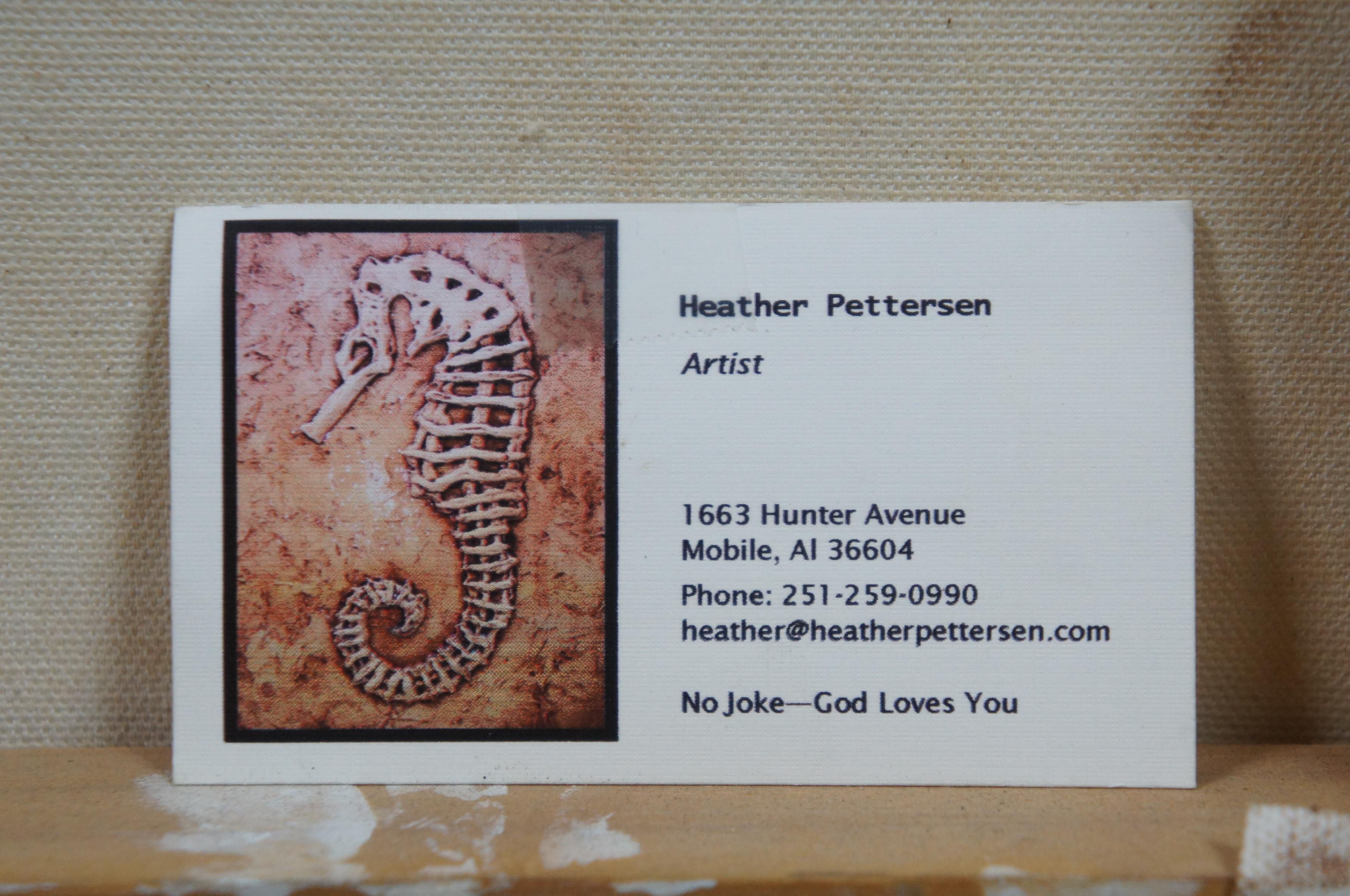 Modern Heather Pettersen Seahorse Acrylic Painting on Canvas Beach Ocean Fish For Sale