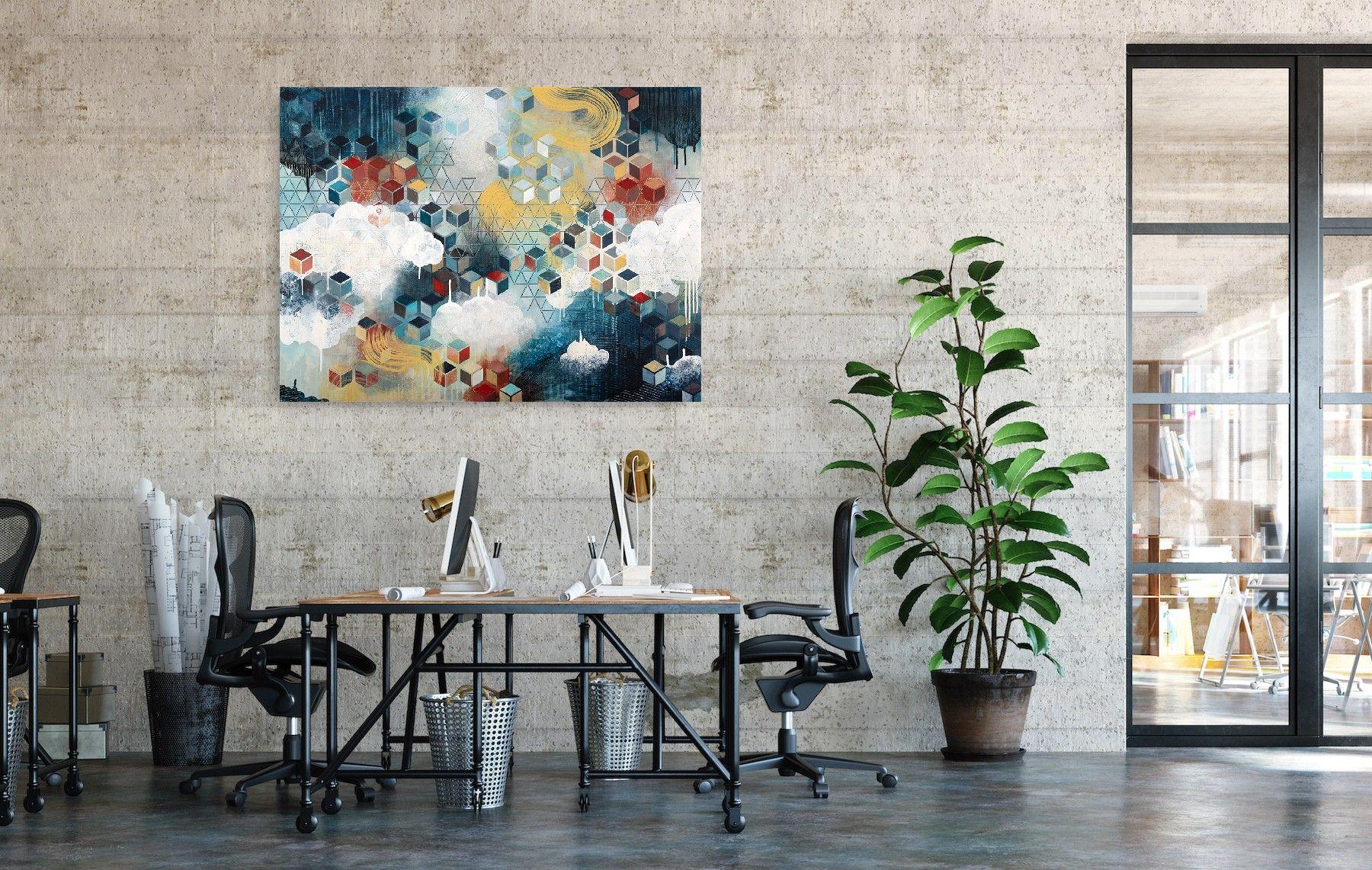 Entwicklung, Malerei, Acryl auf Holzplatte – Painting von Heather Robinson
