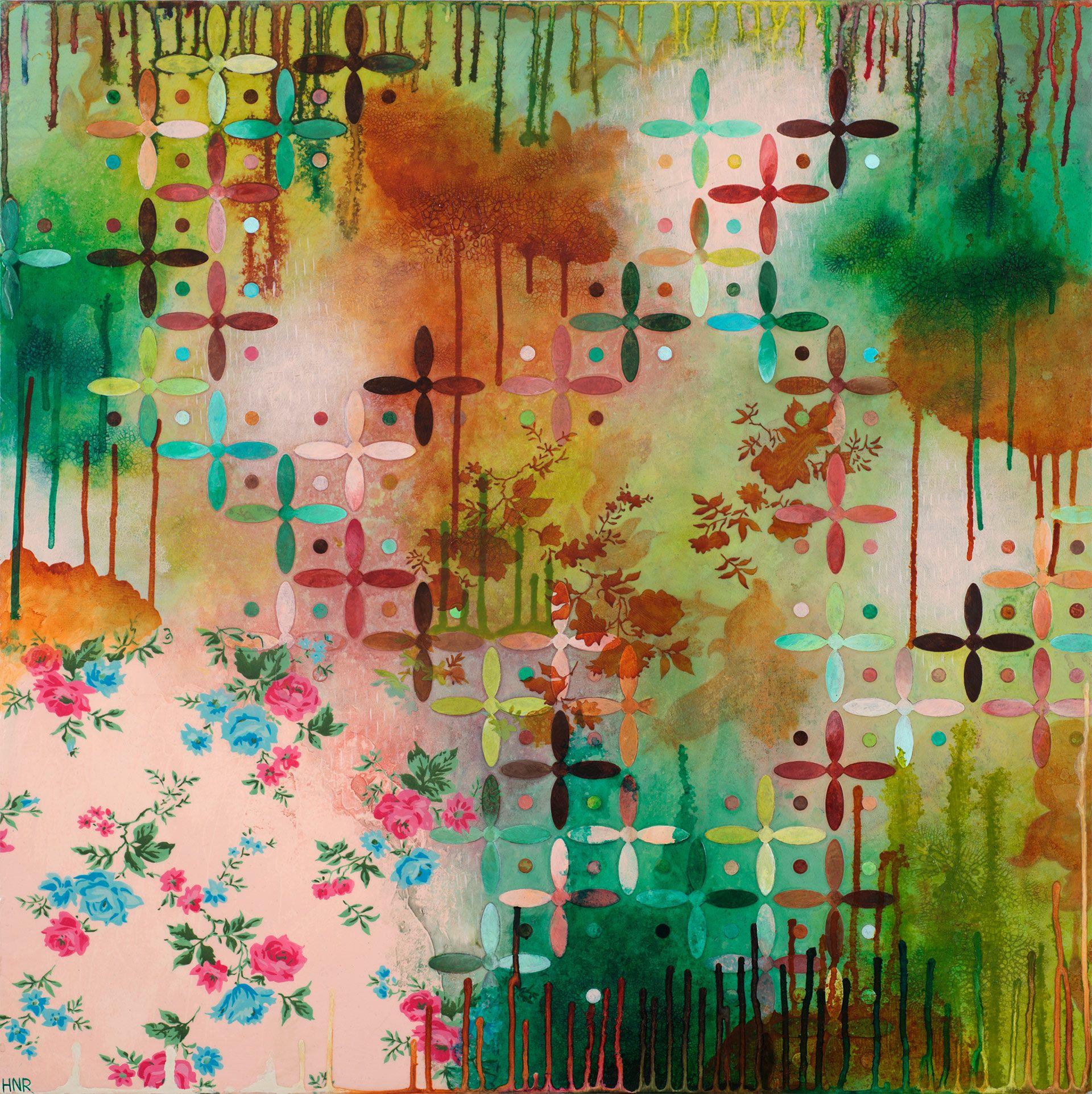 Abstract Painting di Heather Robinson - Frivolezza, Pittura, Acrilico su pannello di Wood