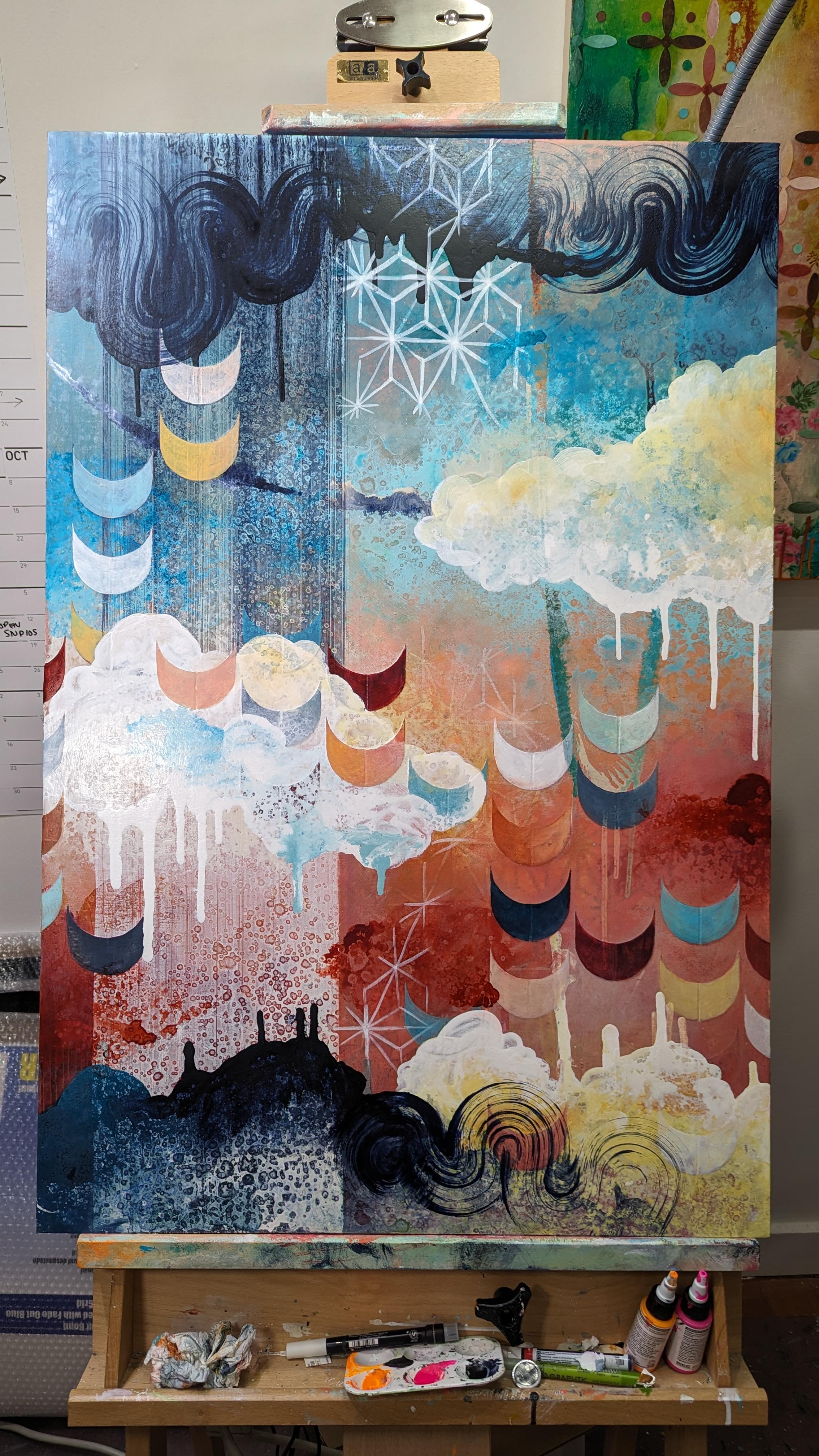 Jewels of the Heavens 1 - Zeitgenössische abstrakte Malerei mit geometrischen Akzenten (Abstrakt), Painting, von Heather Robinson