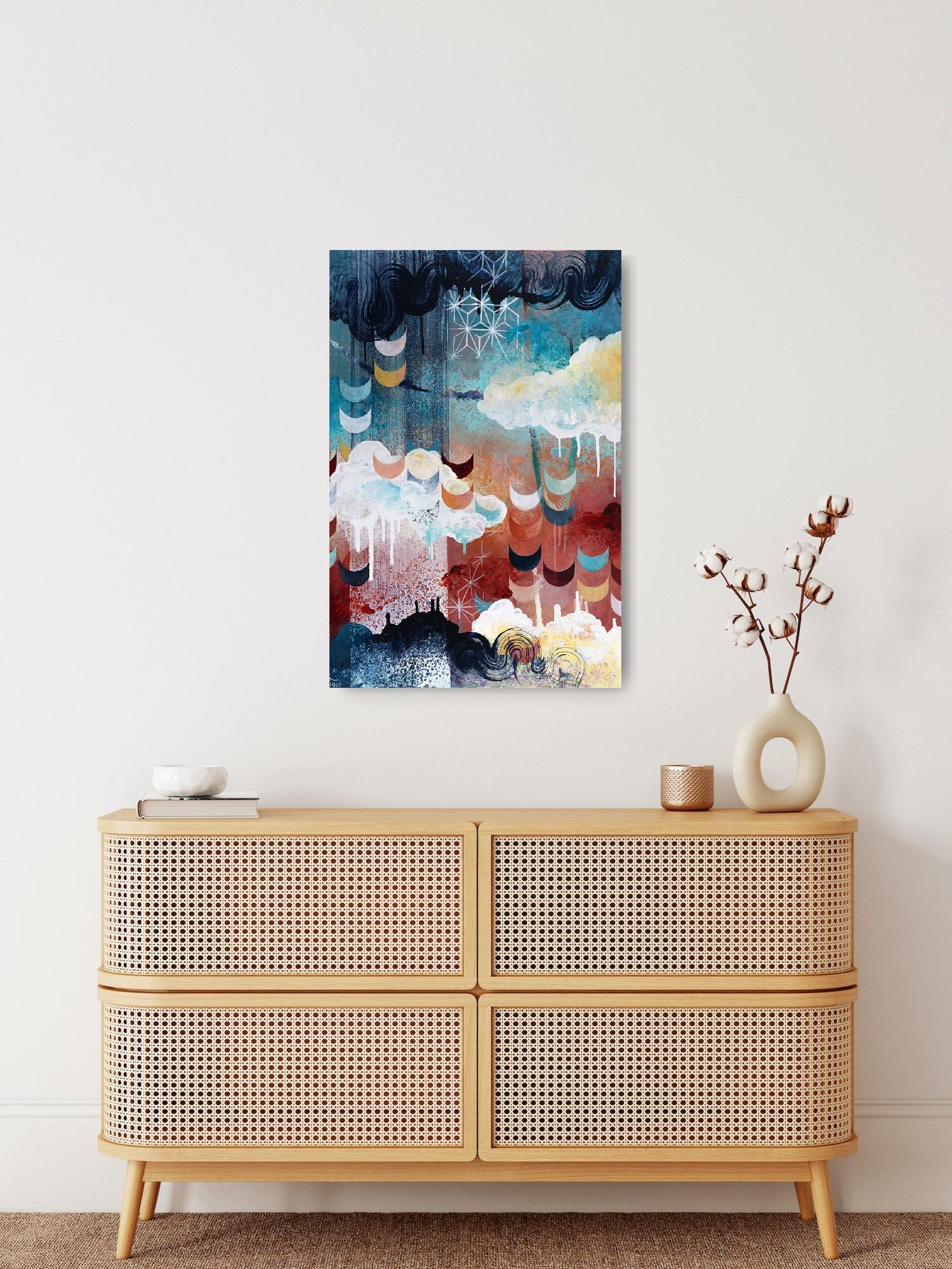 Jewels of the Heavens 1 - Zeitgenössische abstrakte Malerei mit geometrischen Akzenten im Angebot 1