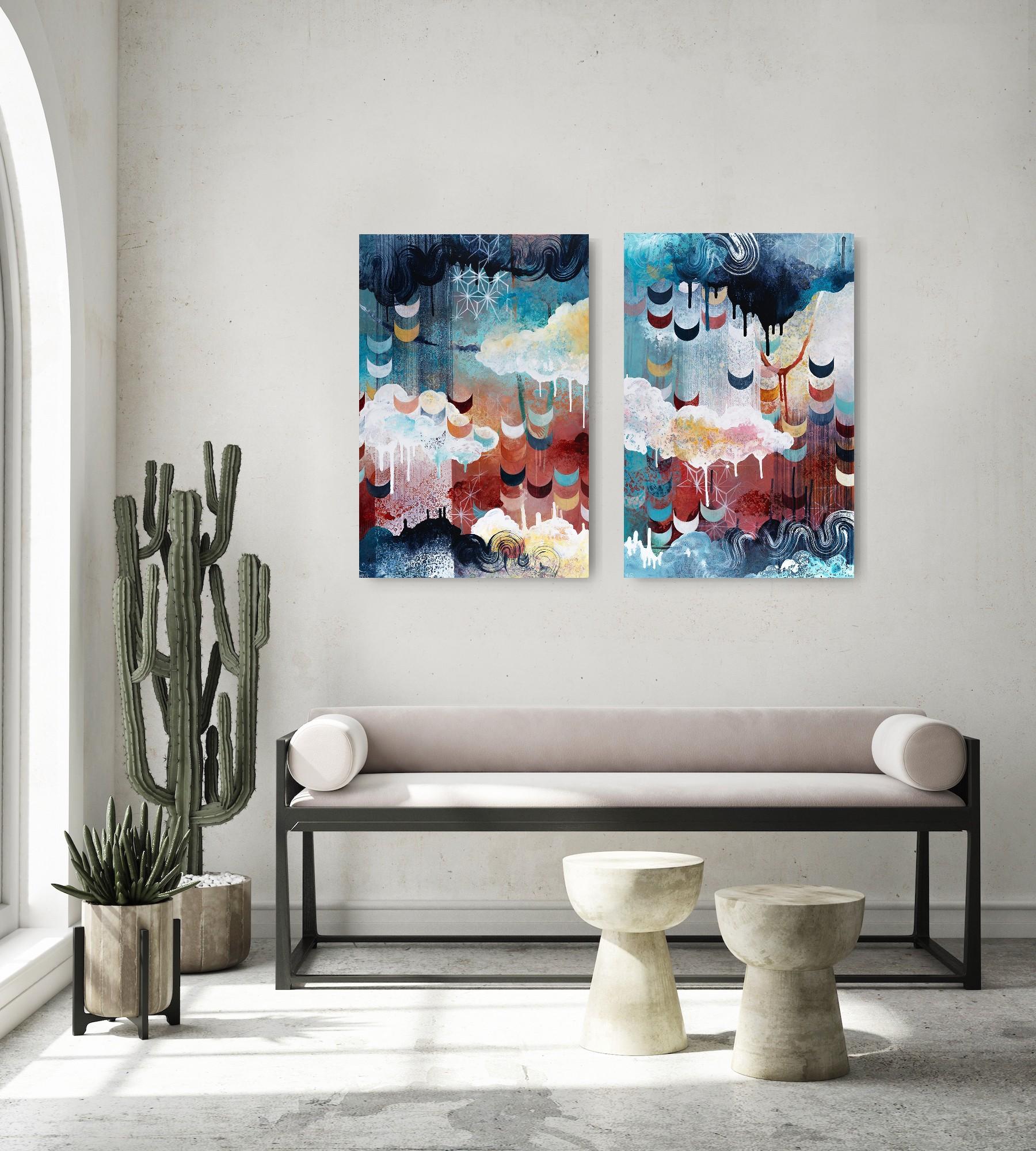 Jewels of the Heavens 1 - Zeitgenössische abstrakte Malerei mit geometrischen Akzenten im Angebot 2