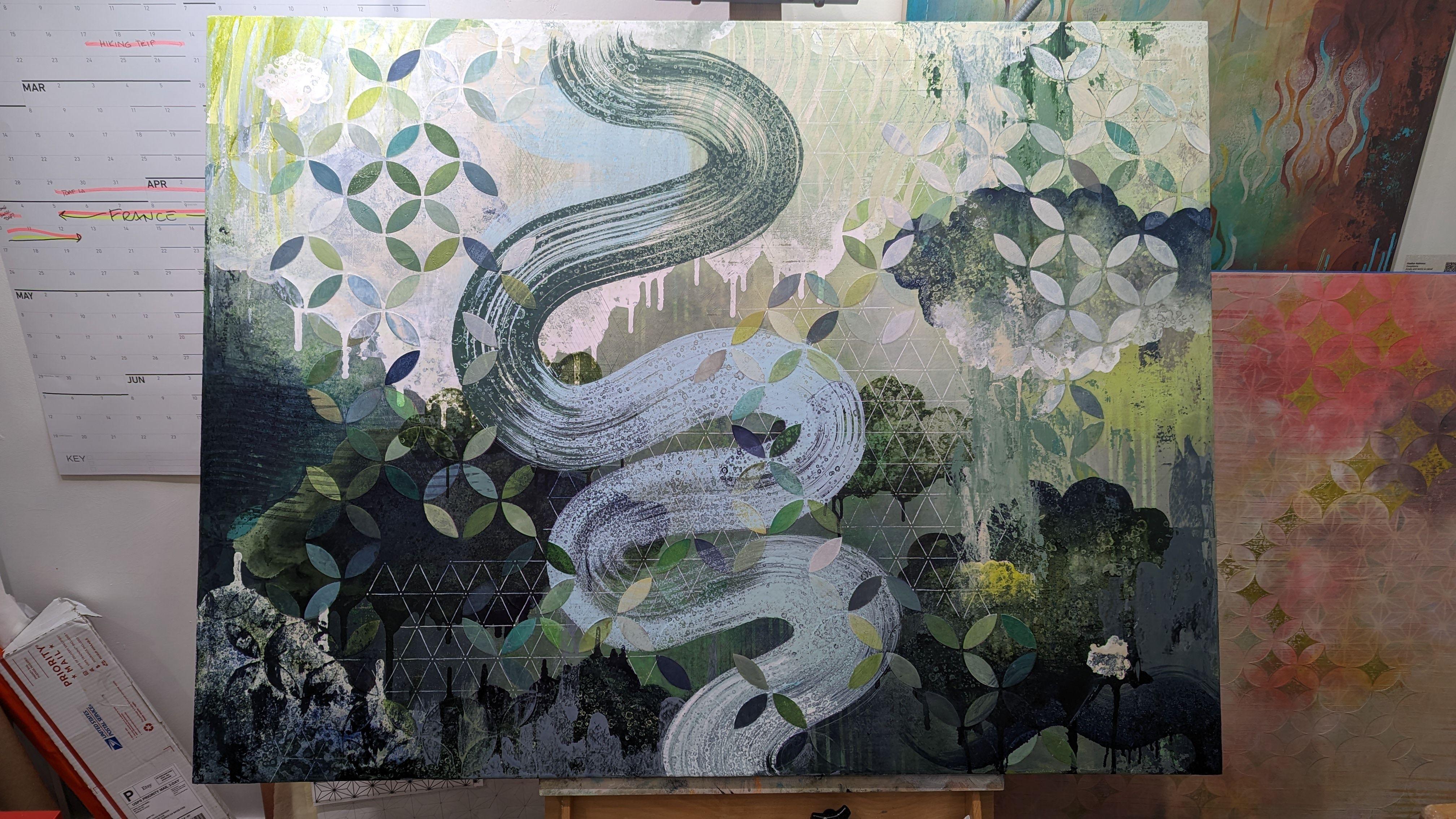 Rising, Gemälde, Acryl auf Holzplatte (Abstrakt), Painting, von Heather Robinson