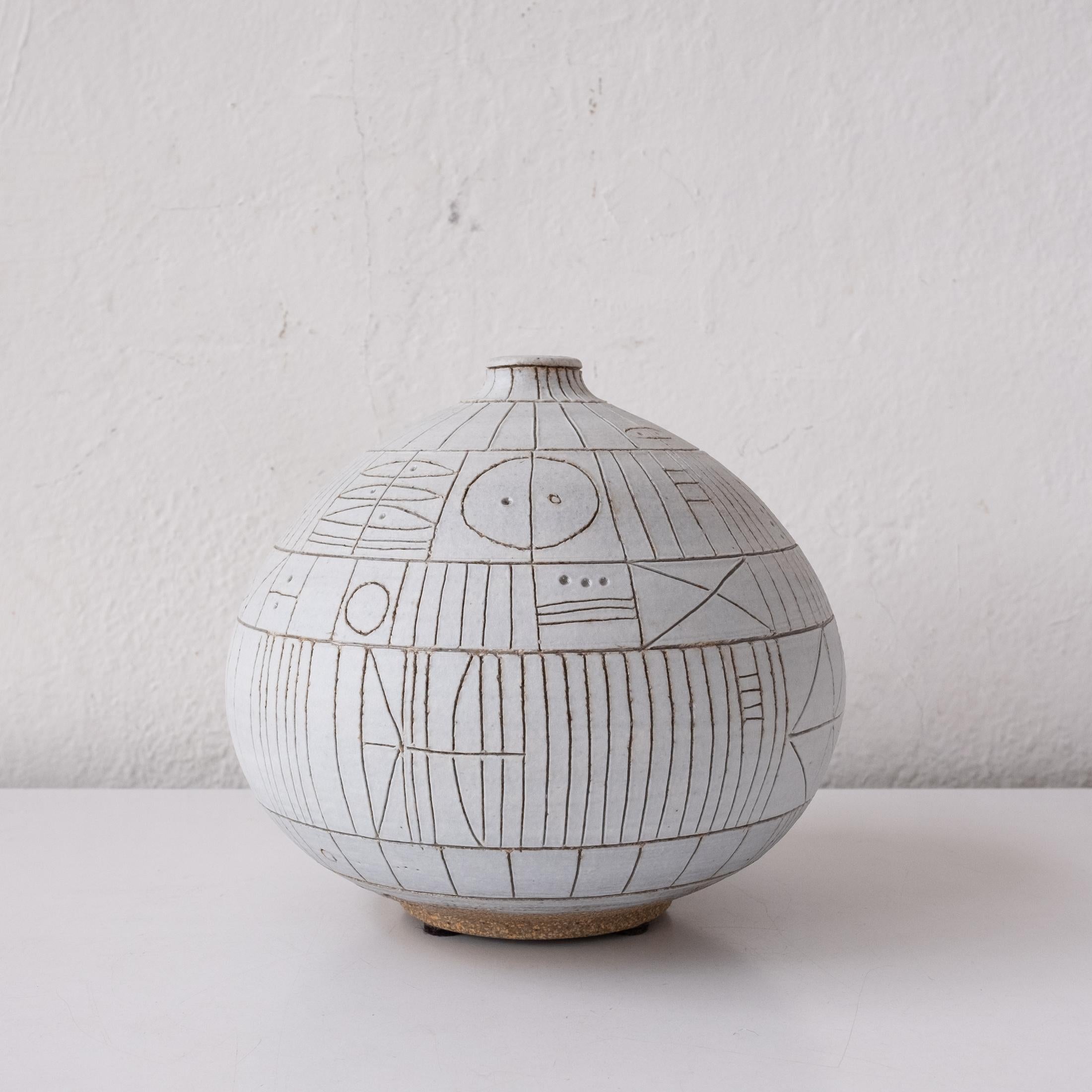 Heather Rosenman Incised Ceramic Weed Pot Vase 1