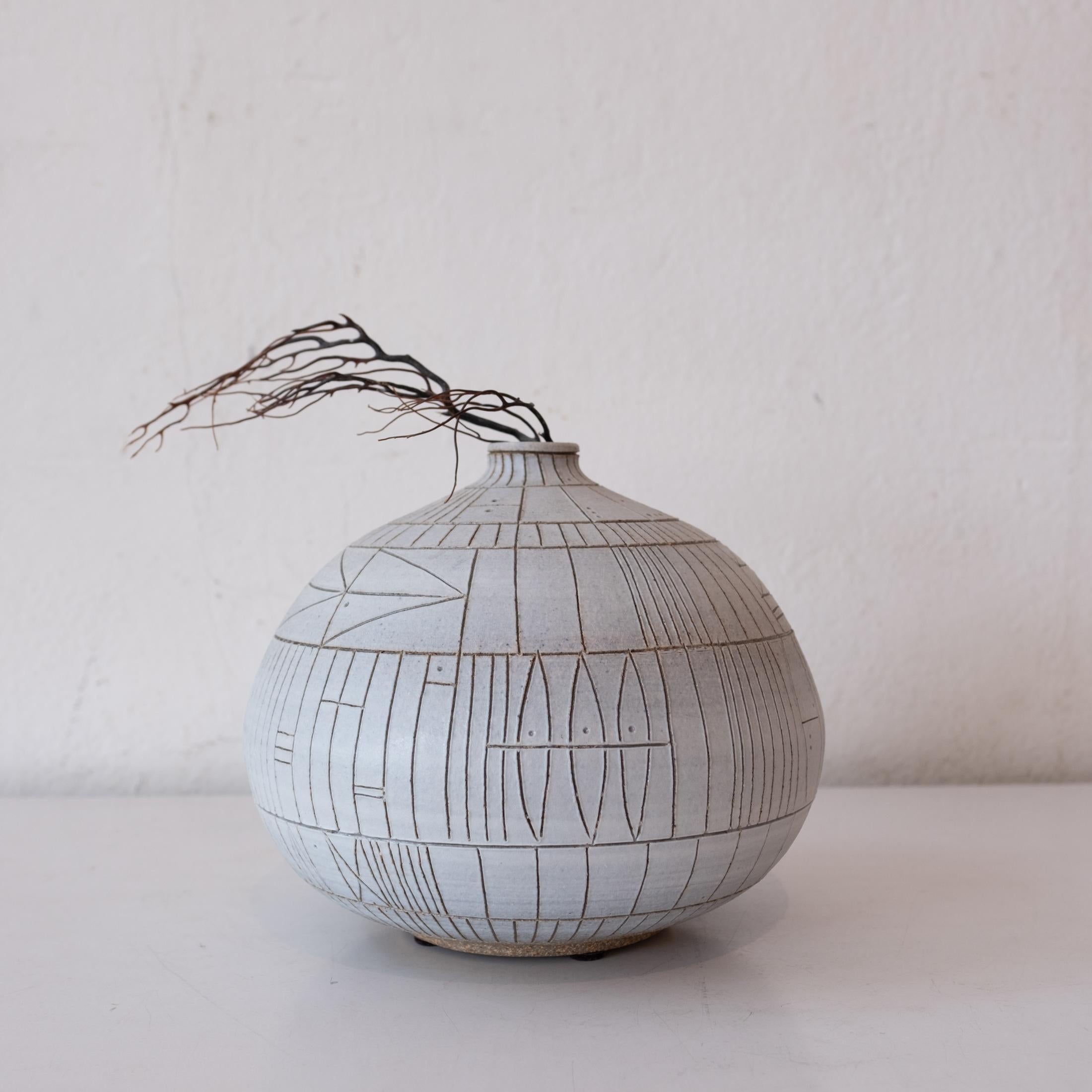 Heather Rosenman Incised Ceramic Weed Pot Vase 2