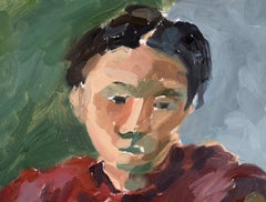 Portrait of a Woman in Red - Bay Area Figurative School Abstract Expressionist