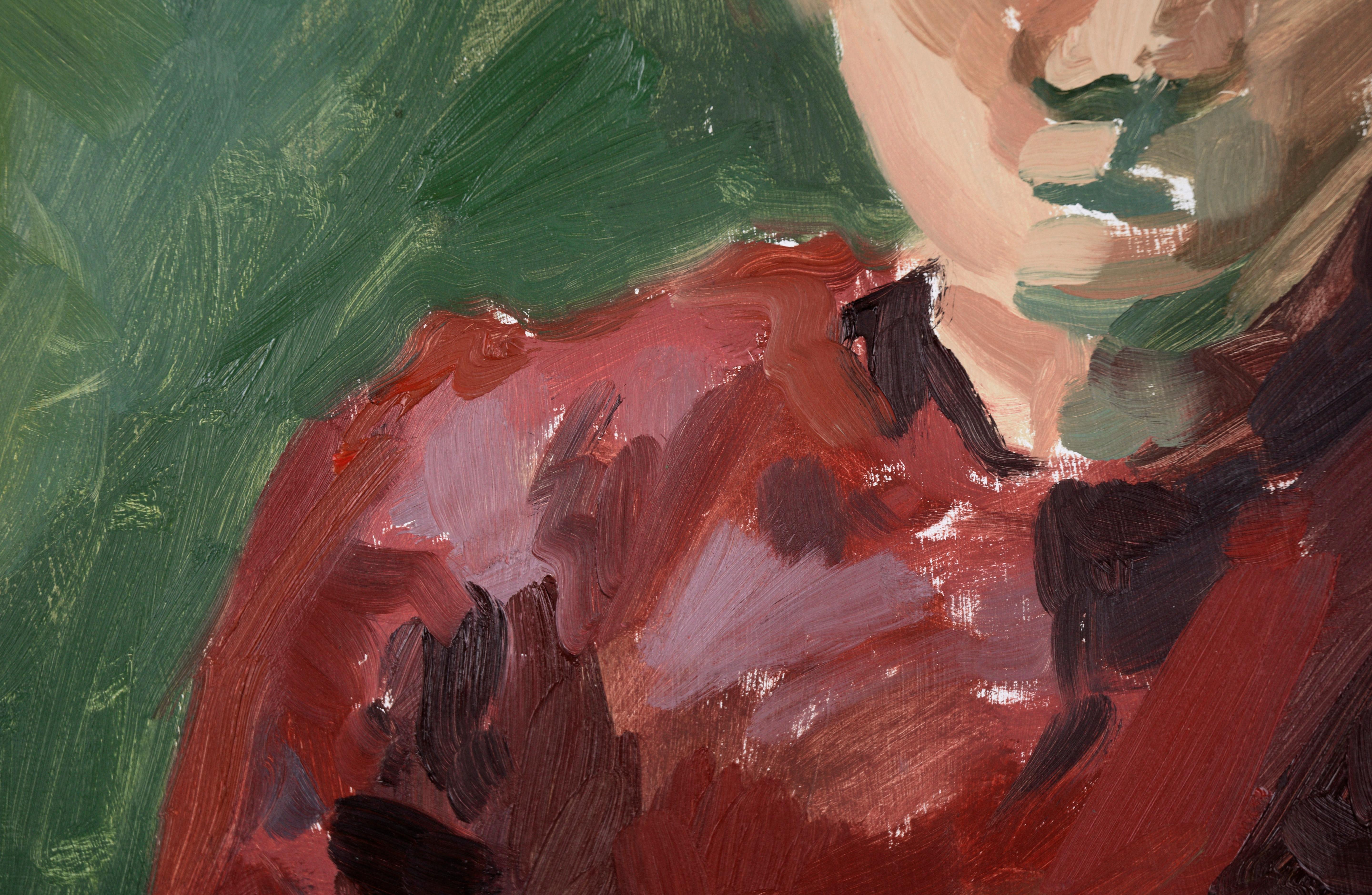 Portrait d'une femme en rouge - École figurative de la baie de San Francisco - Expressionniste abstrait - Expressionnisme abstrait Painting par Heather Speck