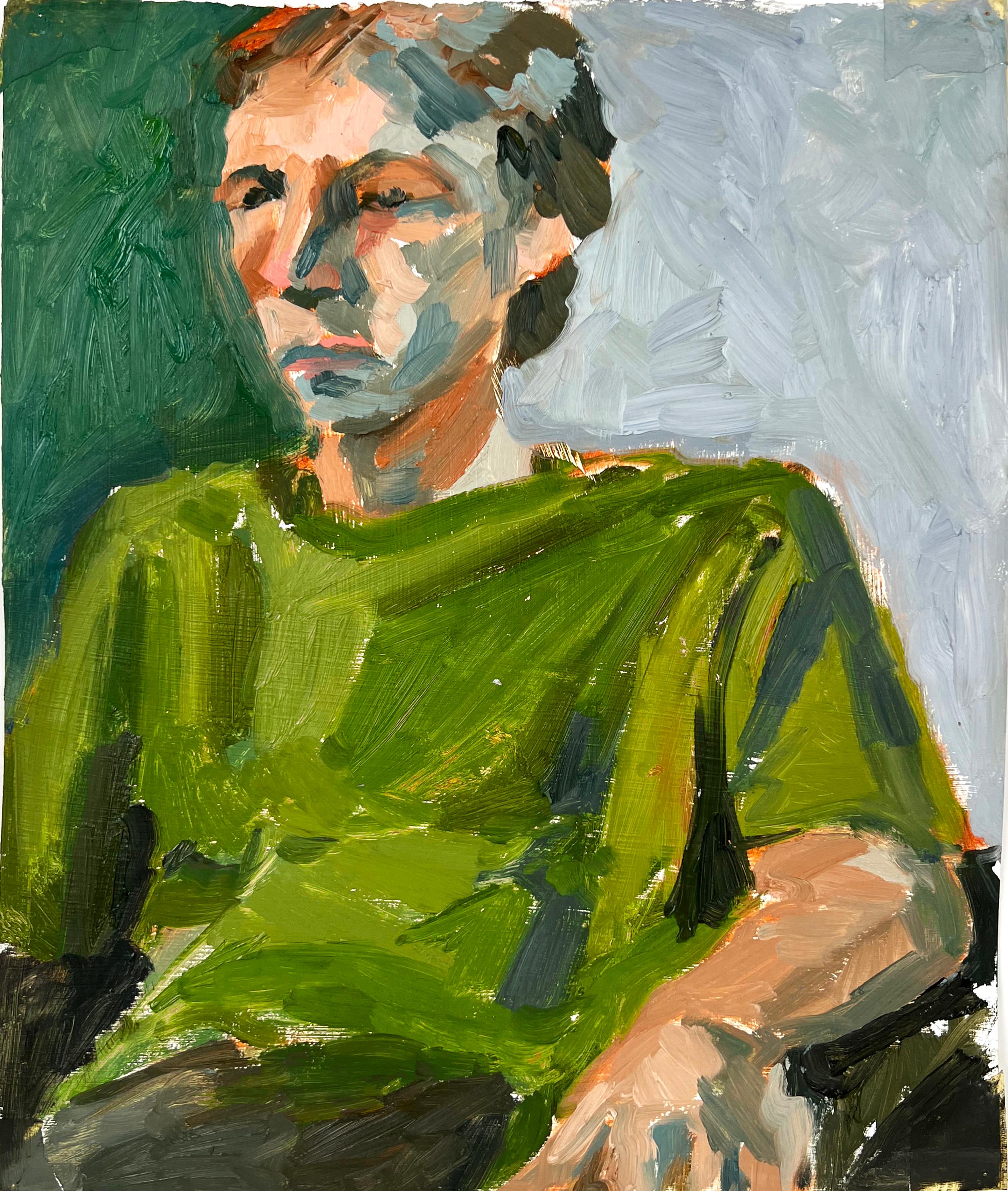 Heather Speck Abstract Painting - Seated Man Bay Area Figurative School Abstract Expressionist