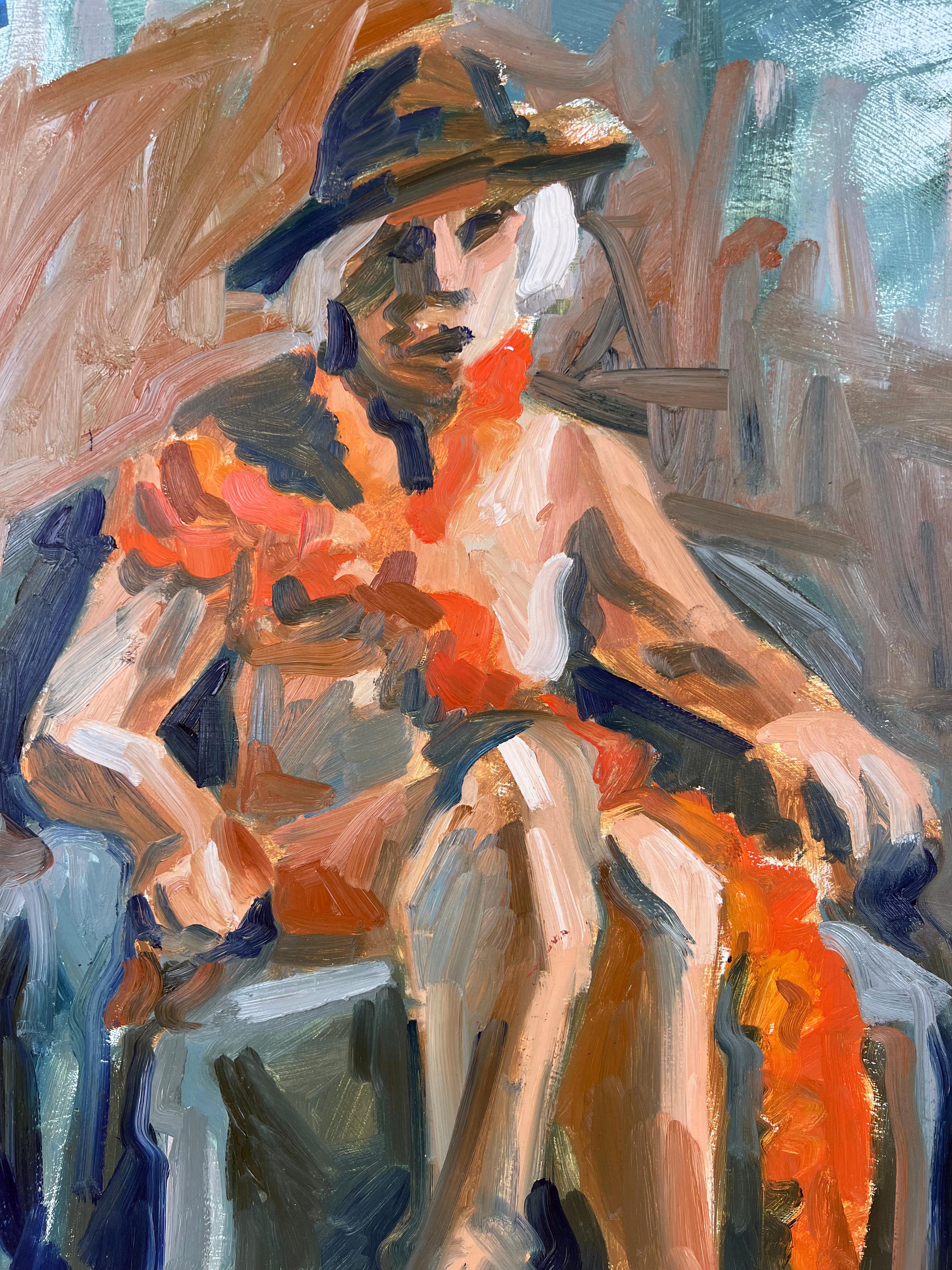 Femme nue assise Bay Area Figurative School Abstract Expressionist - Painting de Heather Speck