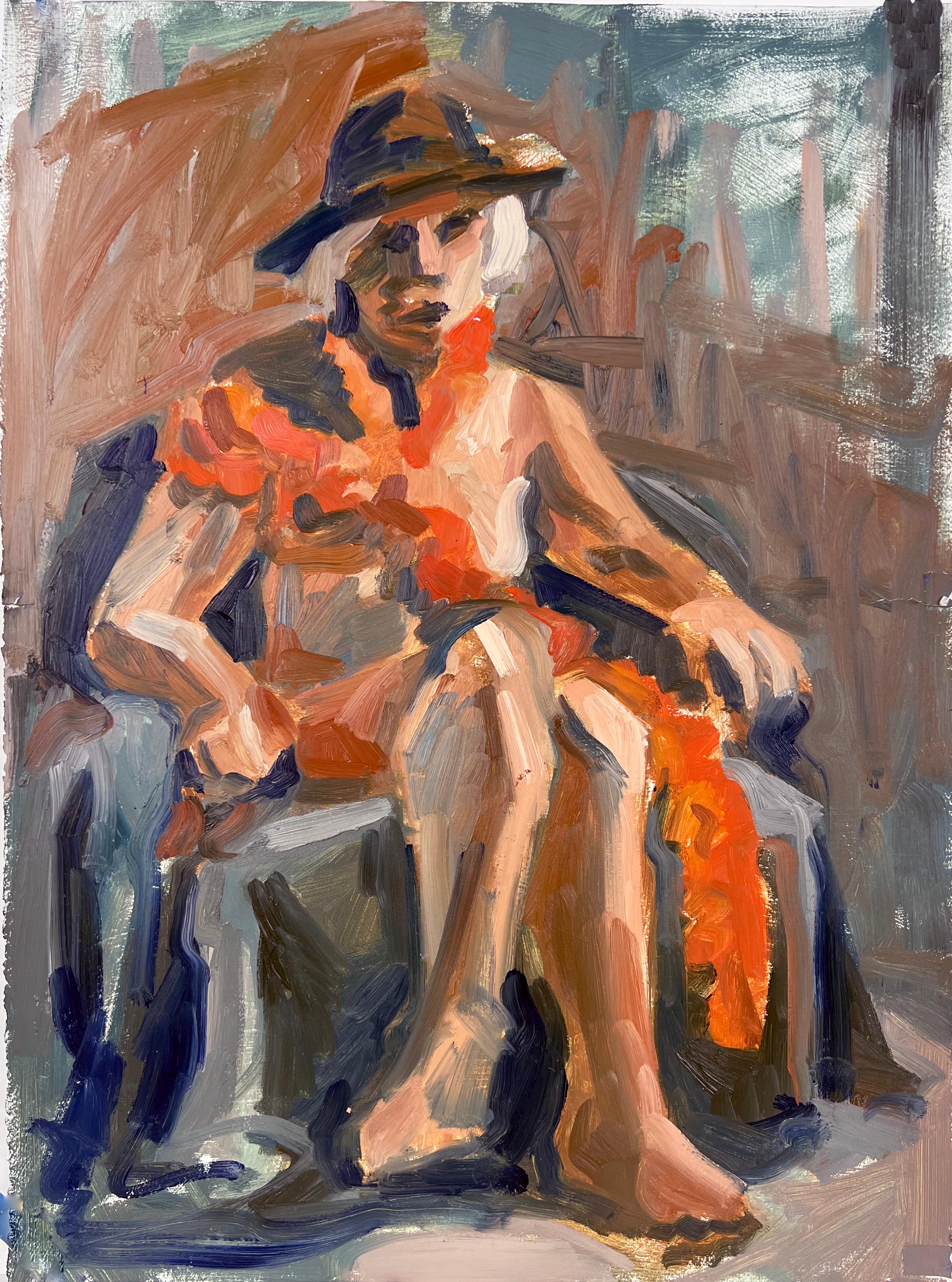 Heather Speck Figurative Painting - Seated Nude Woman Bay Area Figurative School Abstract Expressionist