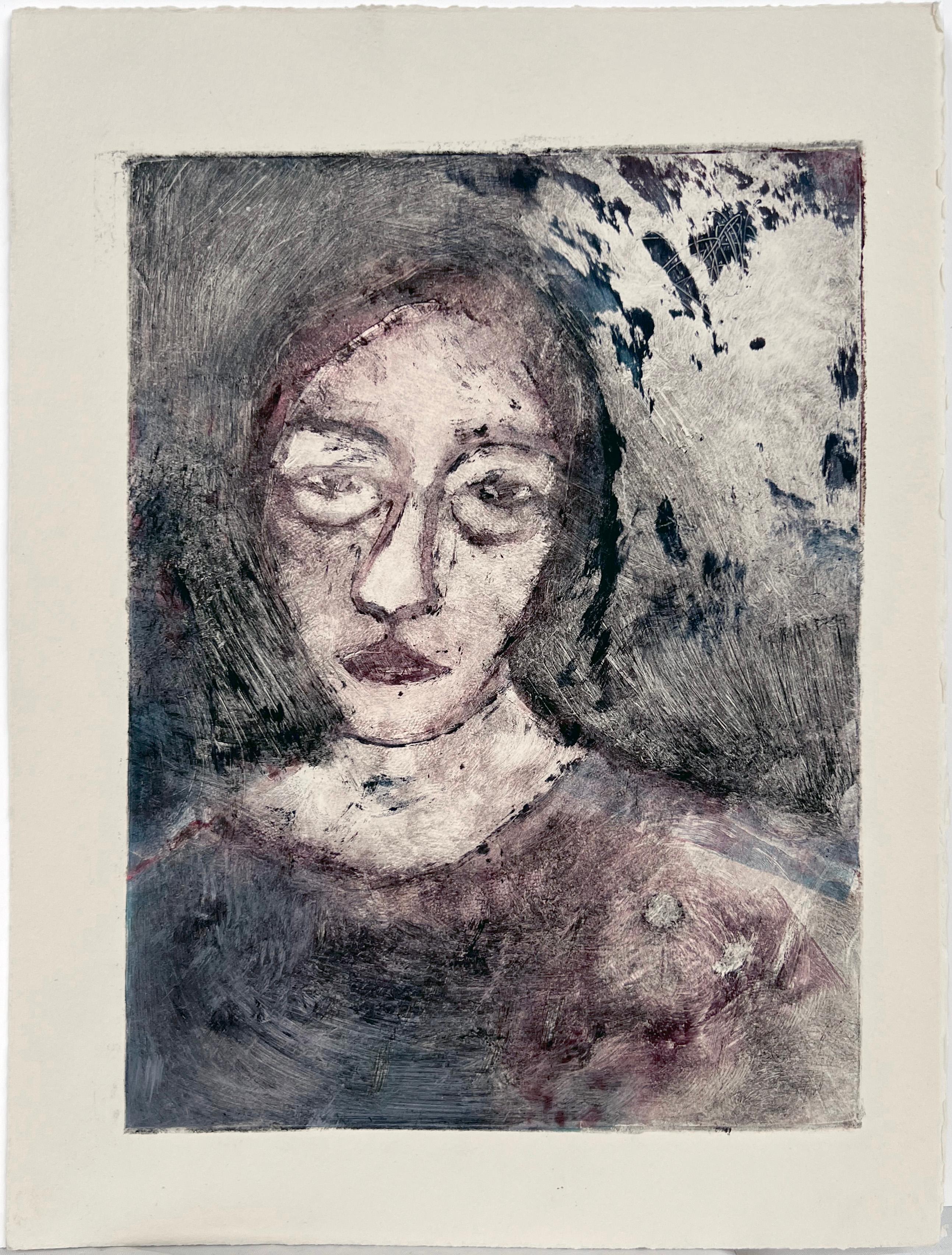 Abstraktes Porträt einer Frau Feiner Lichtdruck auf Papier