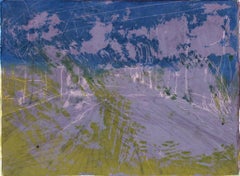 Paysage urbain abstrait - Monotype de transfert à l'huile sur papier