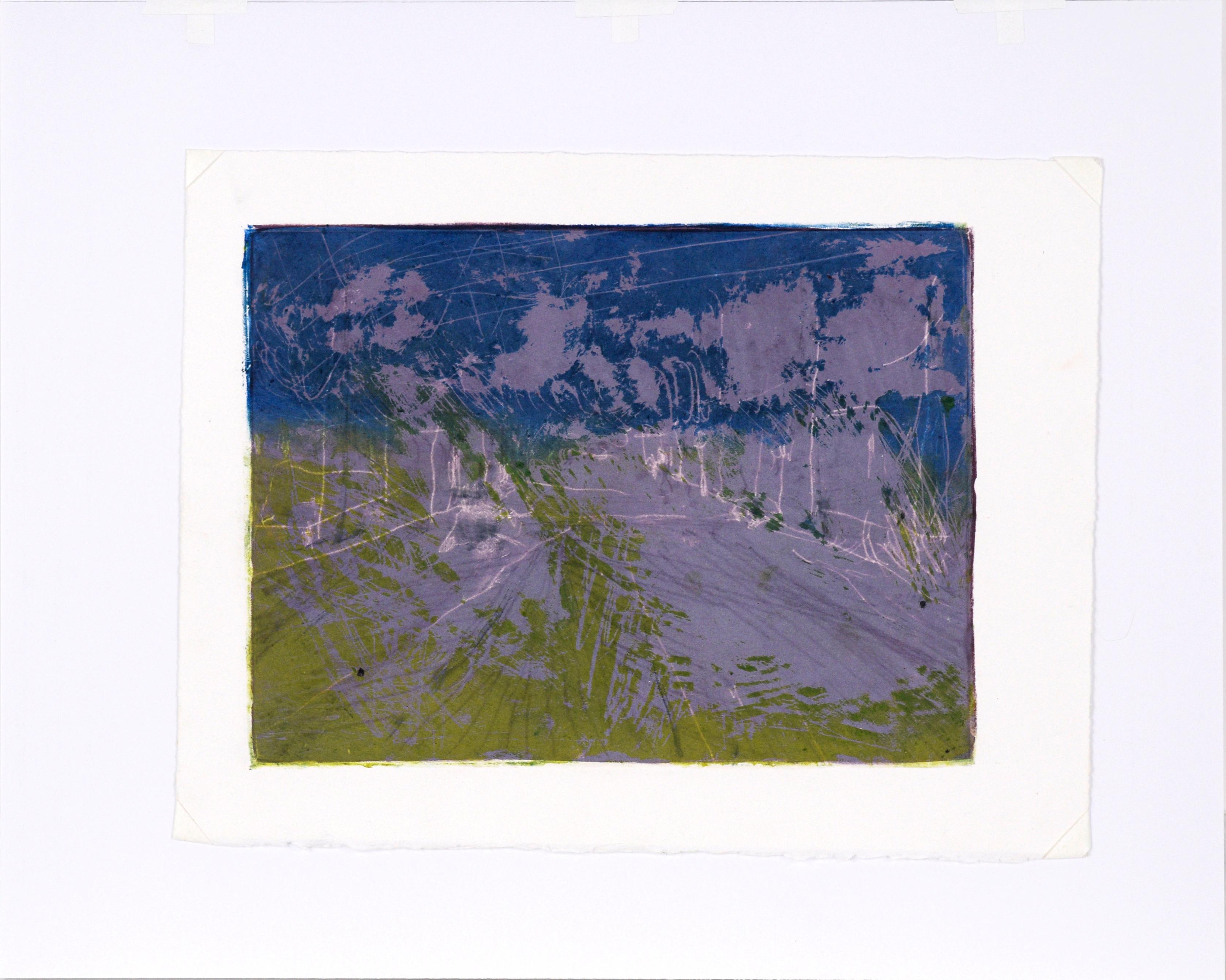 Abstracted Cityscape - Transfer Monotype in Oil on Paper For Sale 5