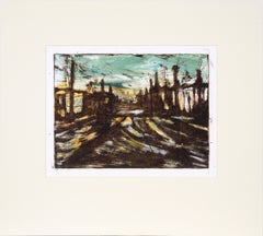 Abstracted Cityscape - Transfer Monotype in Oil on Paper