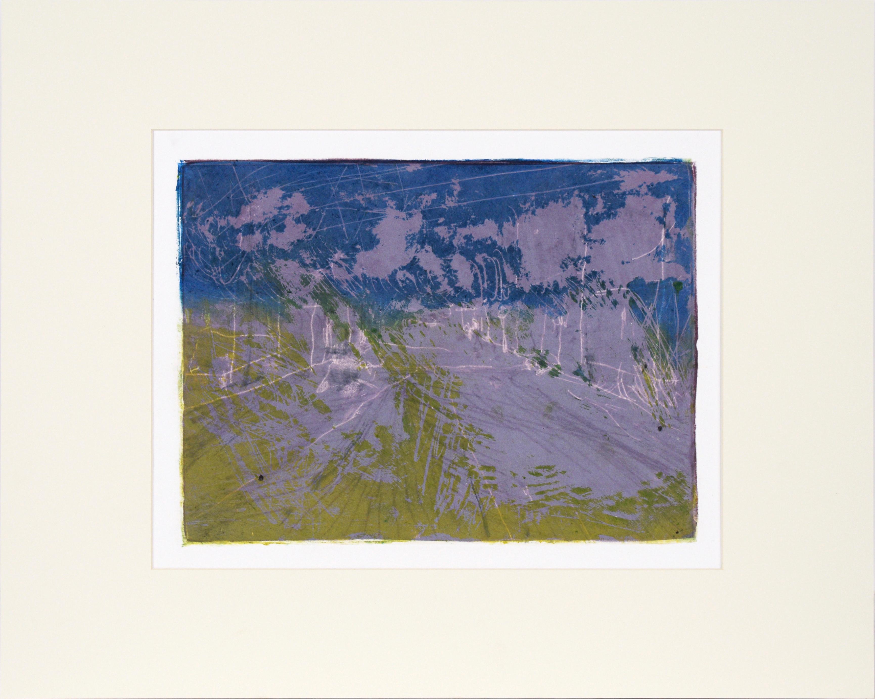 Heather Speck Landscape Print - Abstracted Cityscape - Transfer Monotype in Oil on Paper