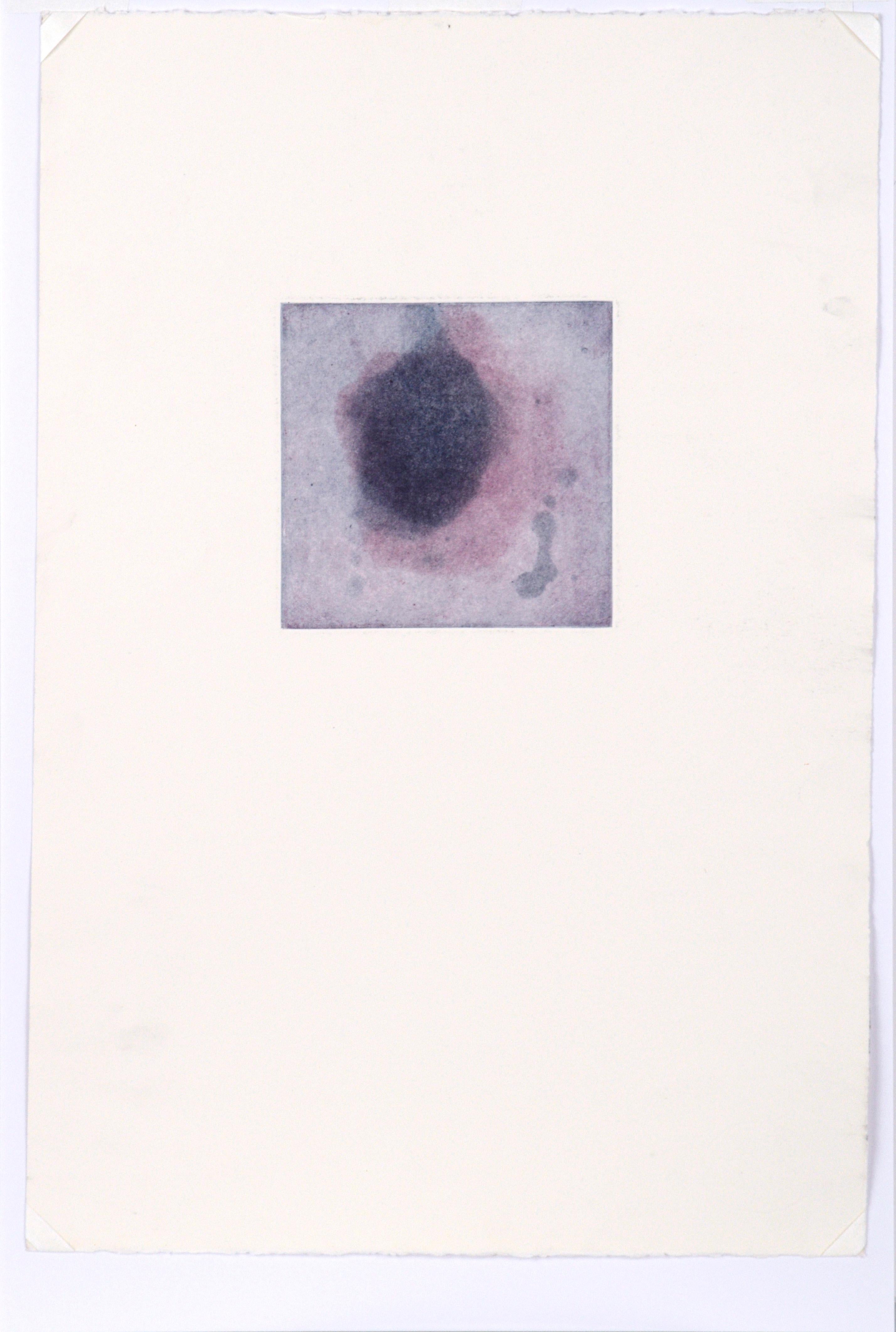 Lavender Nebula - Transfer Monotype in Oil on Paper For Sale 3