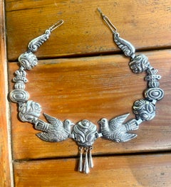 Heather Y Hijos Mexico Necklace Sterling Silver Rare Bird Flower Matl Style