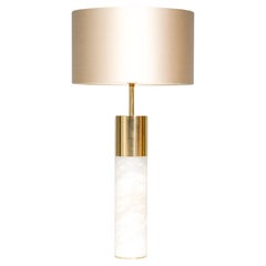 Heathfield & Co. Azaila Pink Alabaster Table Lamp Brass And Silk Shade