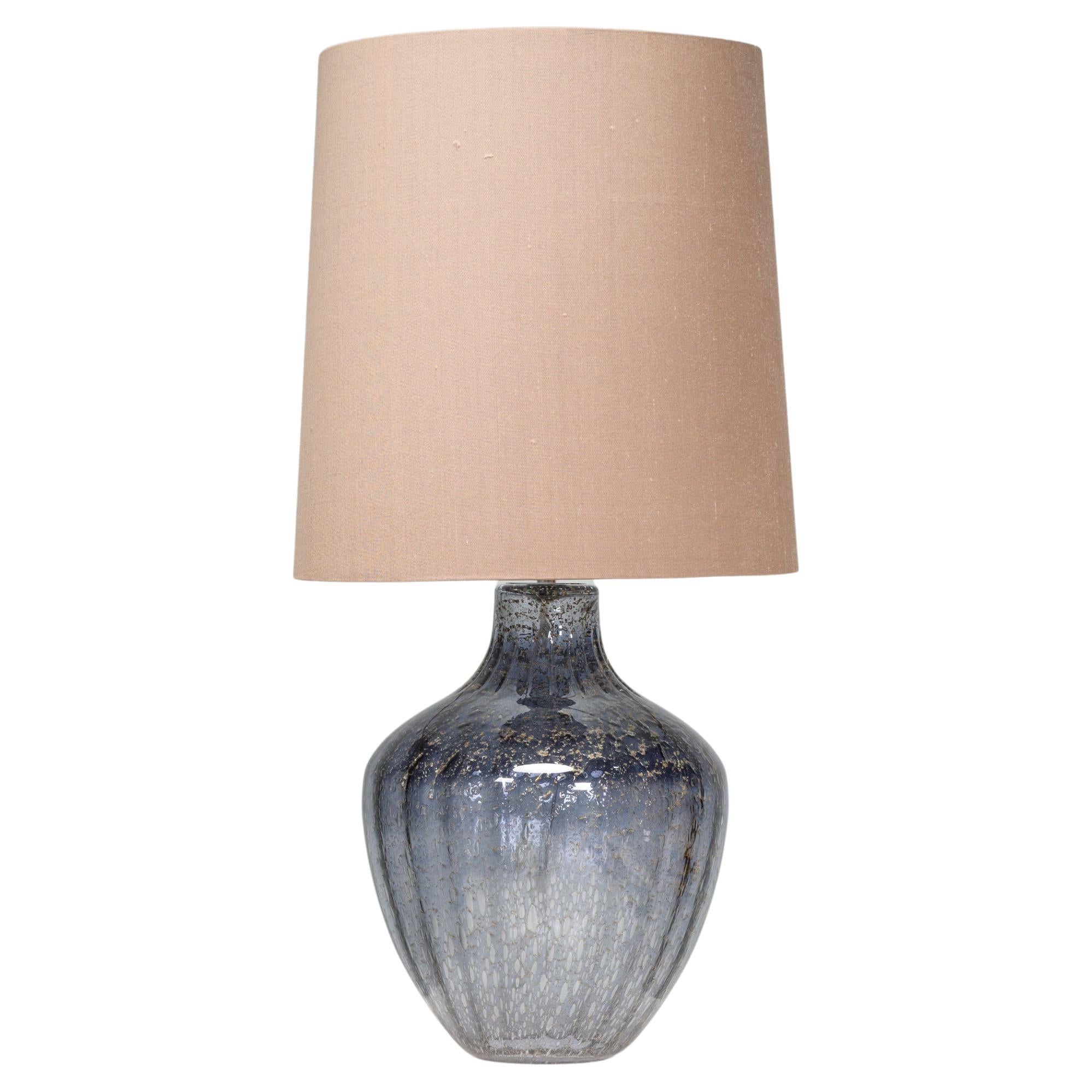 Heathfield & Co Vivienne Medium Blue Glass Table Lamp For Sale