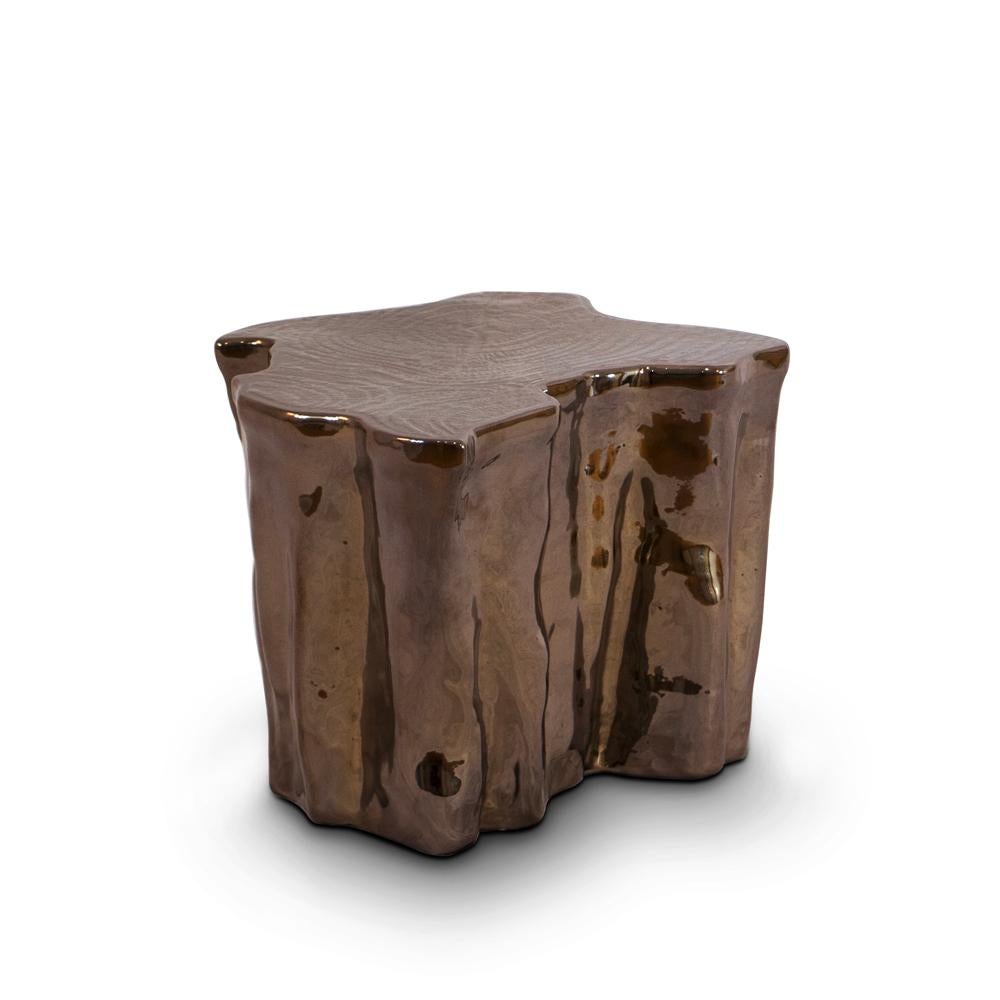 Hand-Crafted Heaven Black Ceramic Side Table For Sale