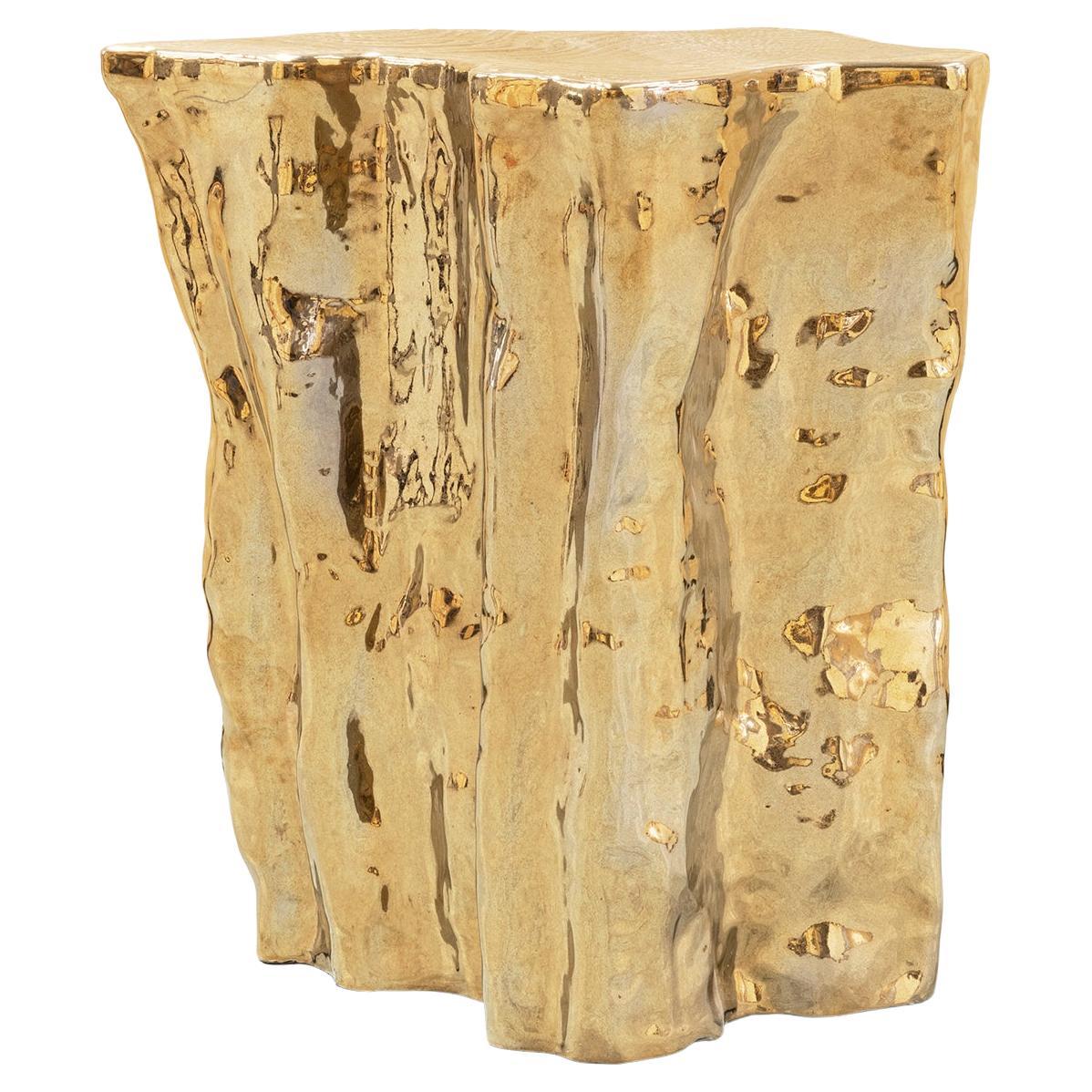 Heaven Gold Low Ceramic Side Table For Sale