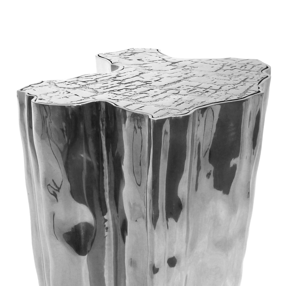 Contemporary Heaven Side Table in Polished Aluminium For Sale