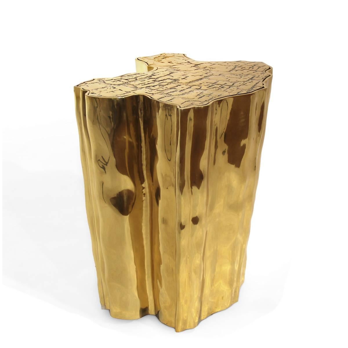 Portuguese Heaven Side Table in Polished Solid Brass For Sale